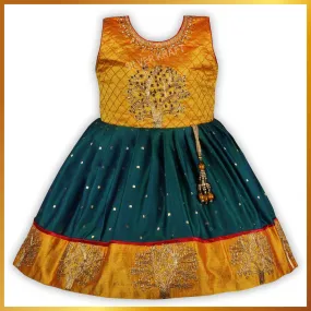 Girls Satin Silk Embroidered Ethnic Dress