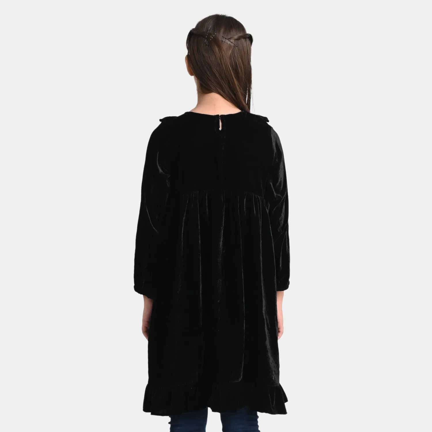 Girls velvet Dress - BLACK