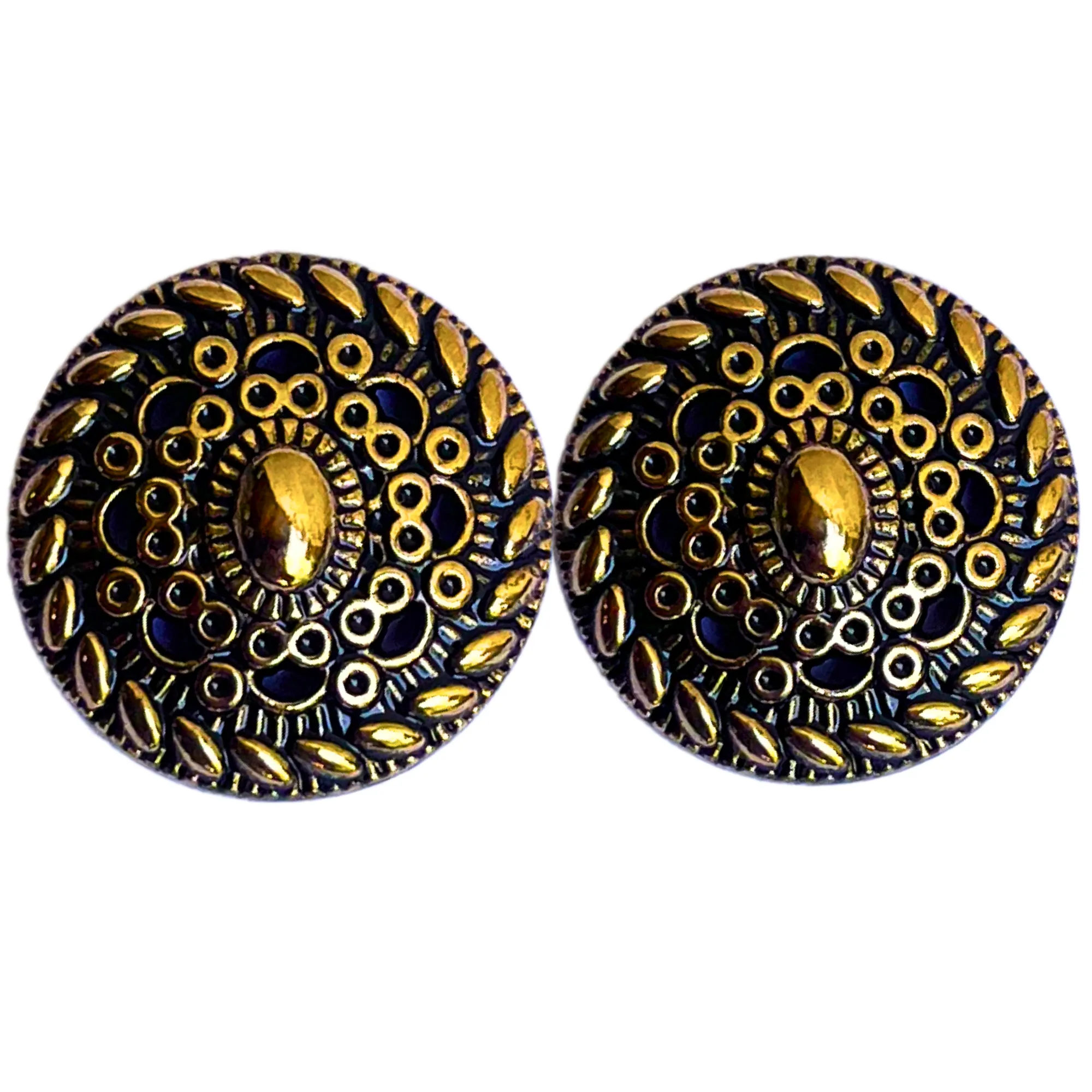 Golden & Black Color Round Desginer 1 Hole Metal Buttons