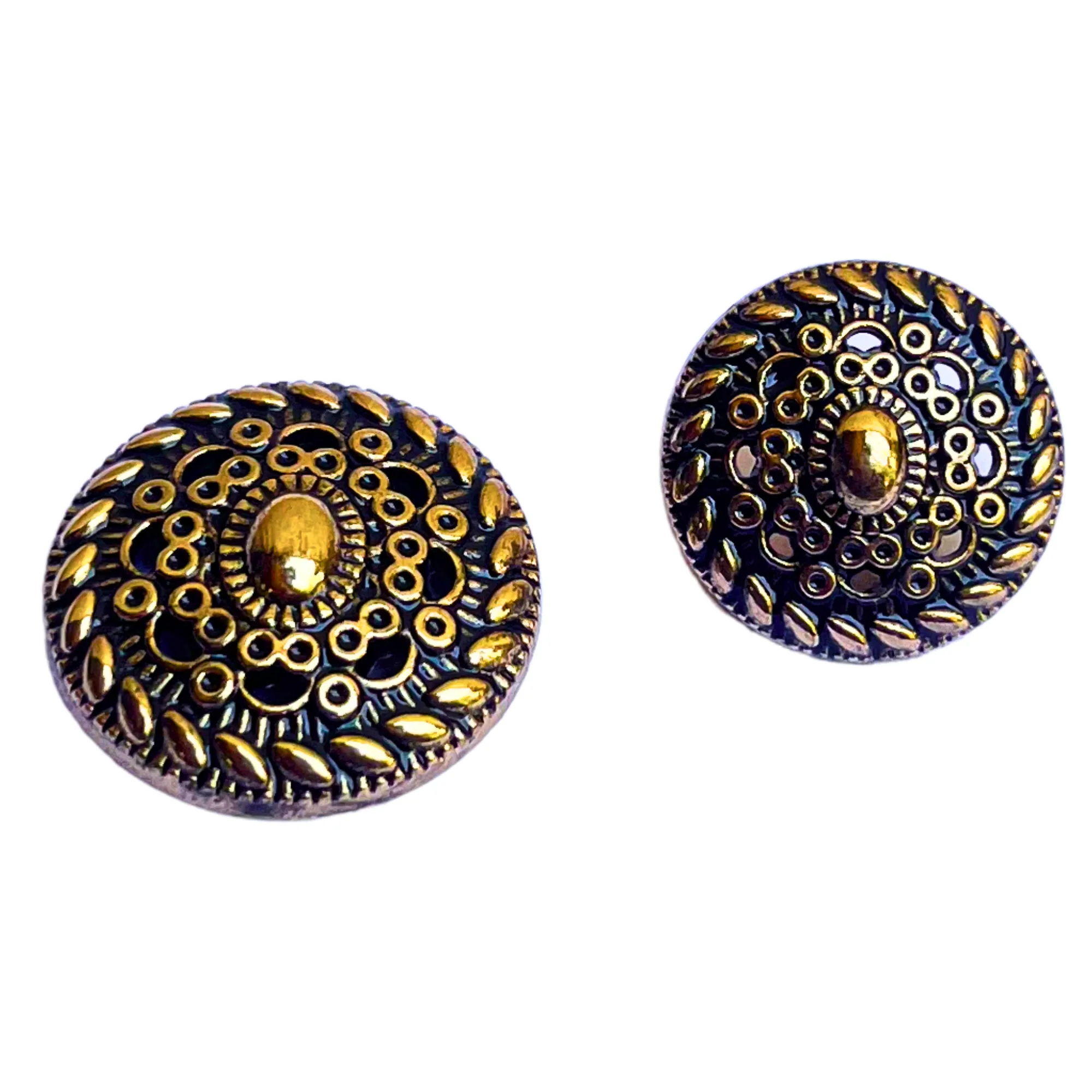 Golden & Black Color Round Desginer 1 Hole Metal Buttons