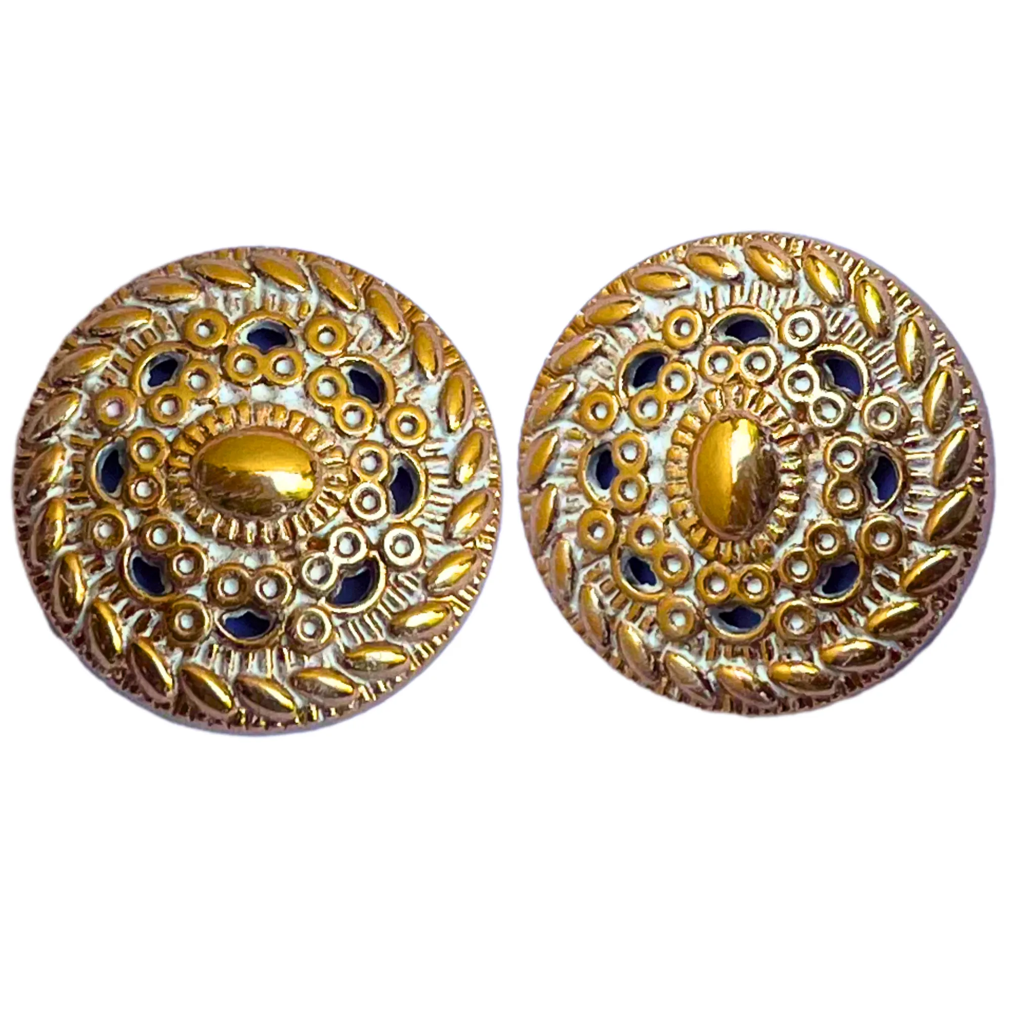 Golden White Color Round Desginer 1 Hole Metal Buttons