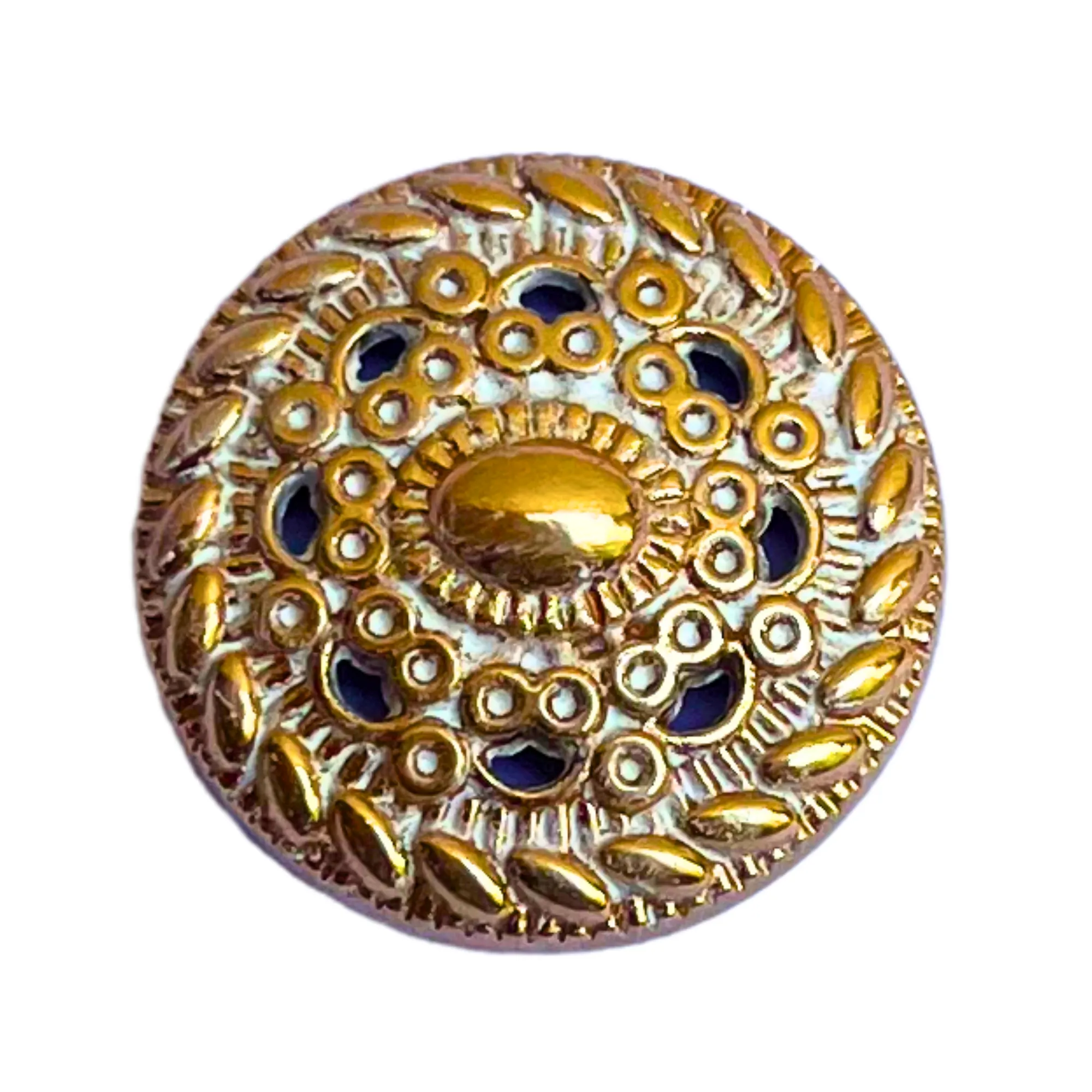 Golden White Color Round Desginer 1 Hole Metal Buttons