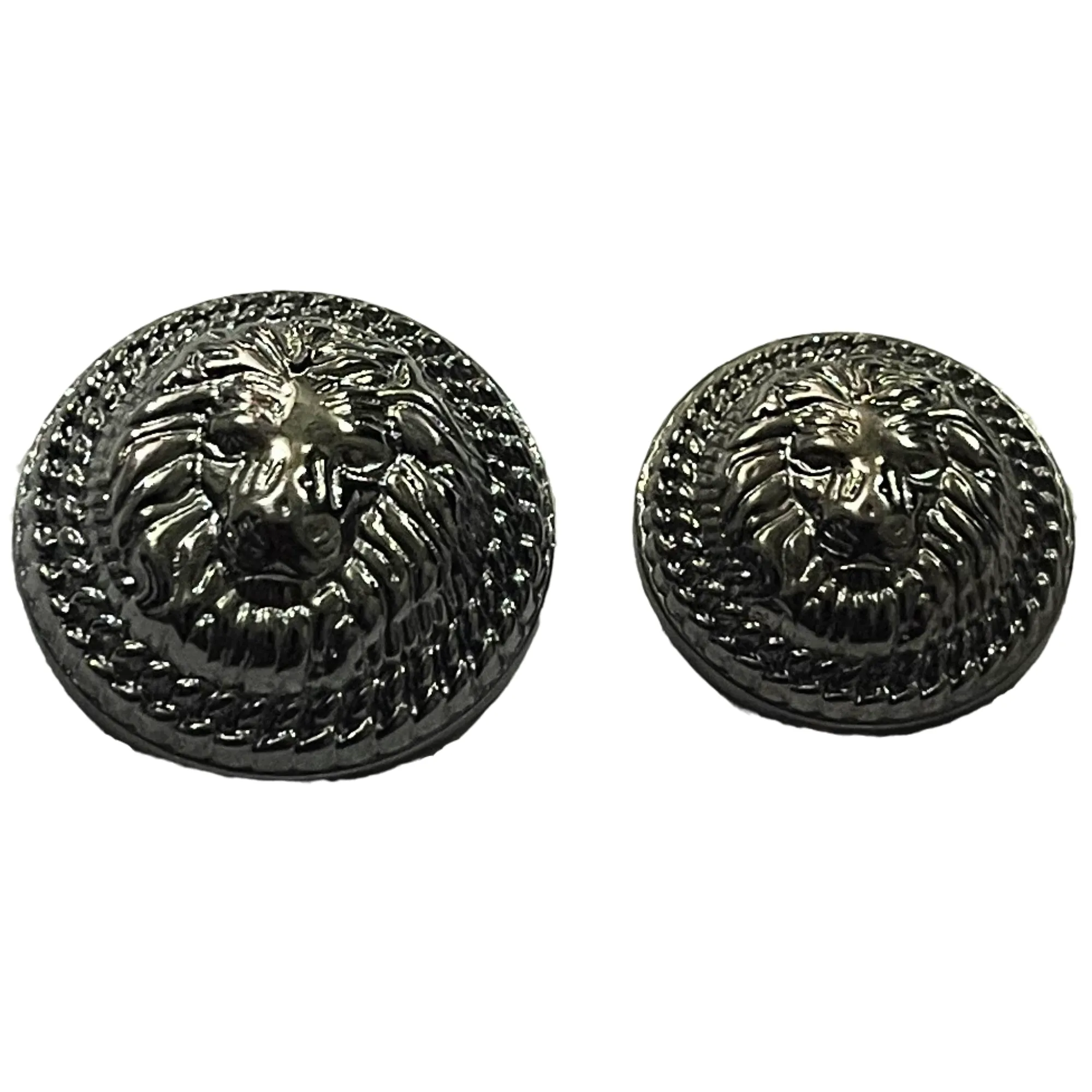 Gray Color Lion Face Shape 1 Hole Designer Round Metal Buttons