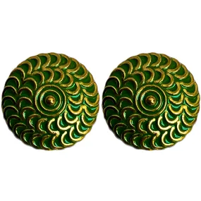 Green & Golden Color Elegant Traditional Designer Round 1 Hole Metal Buttons