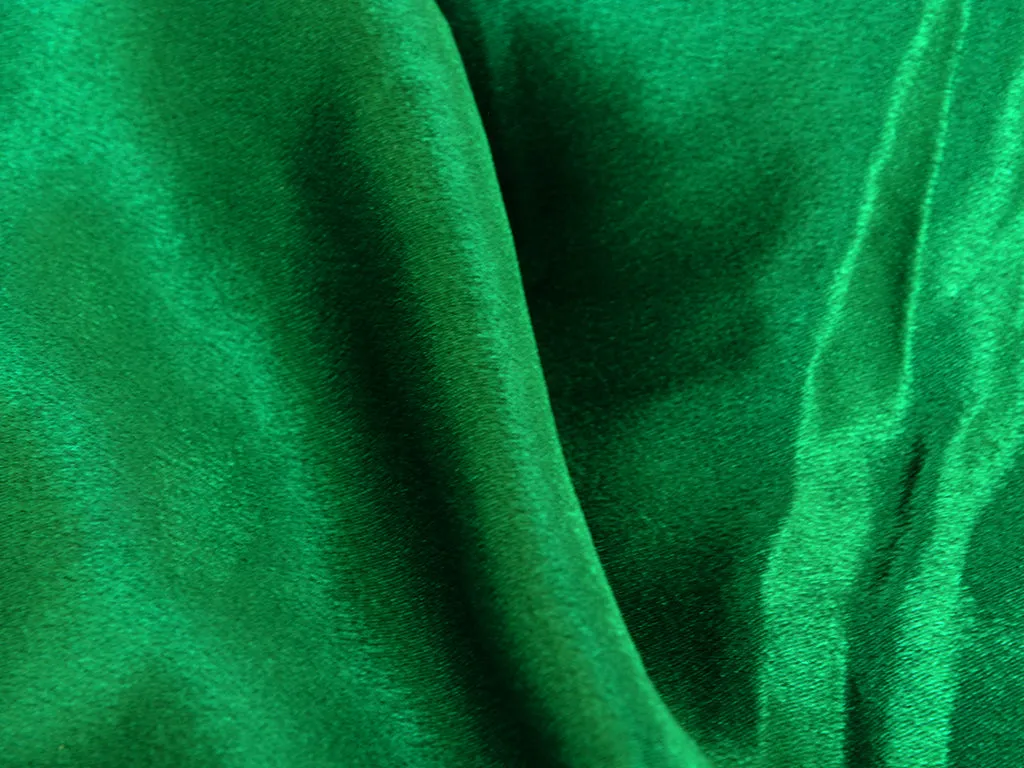 Green Plain Moss Satin Fabric