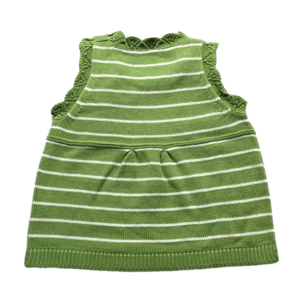 Green-White Stripes Baby Frock I 100% Organic Cotton