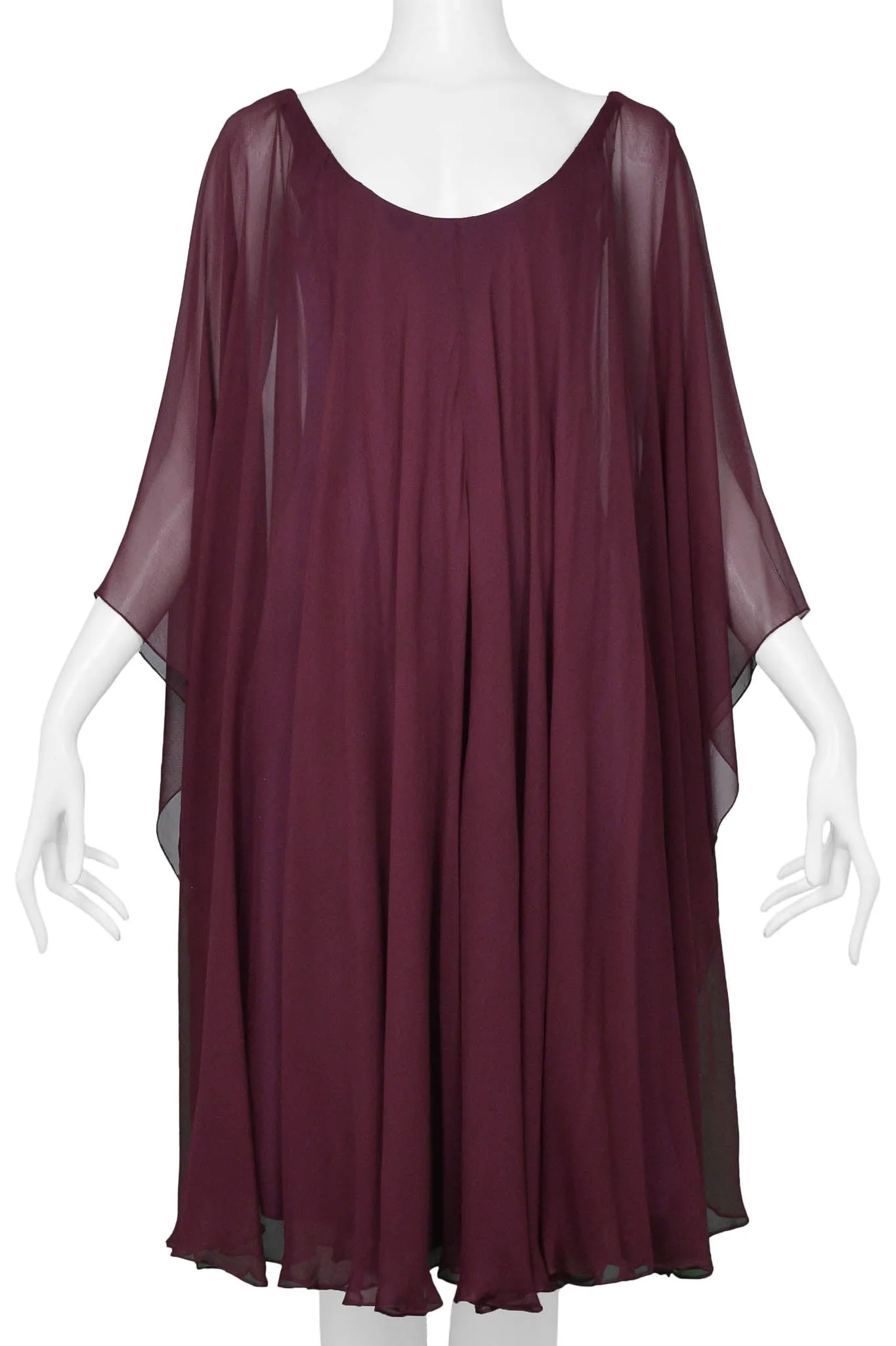 HALSTON PURPLE CHIFFON & JERSEY DRESS