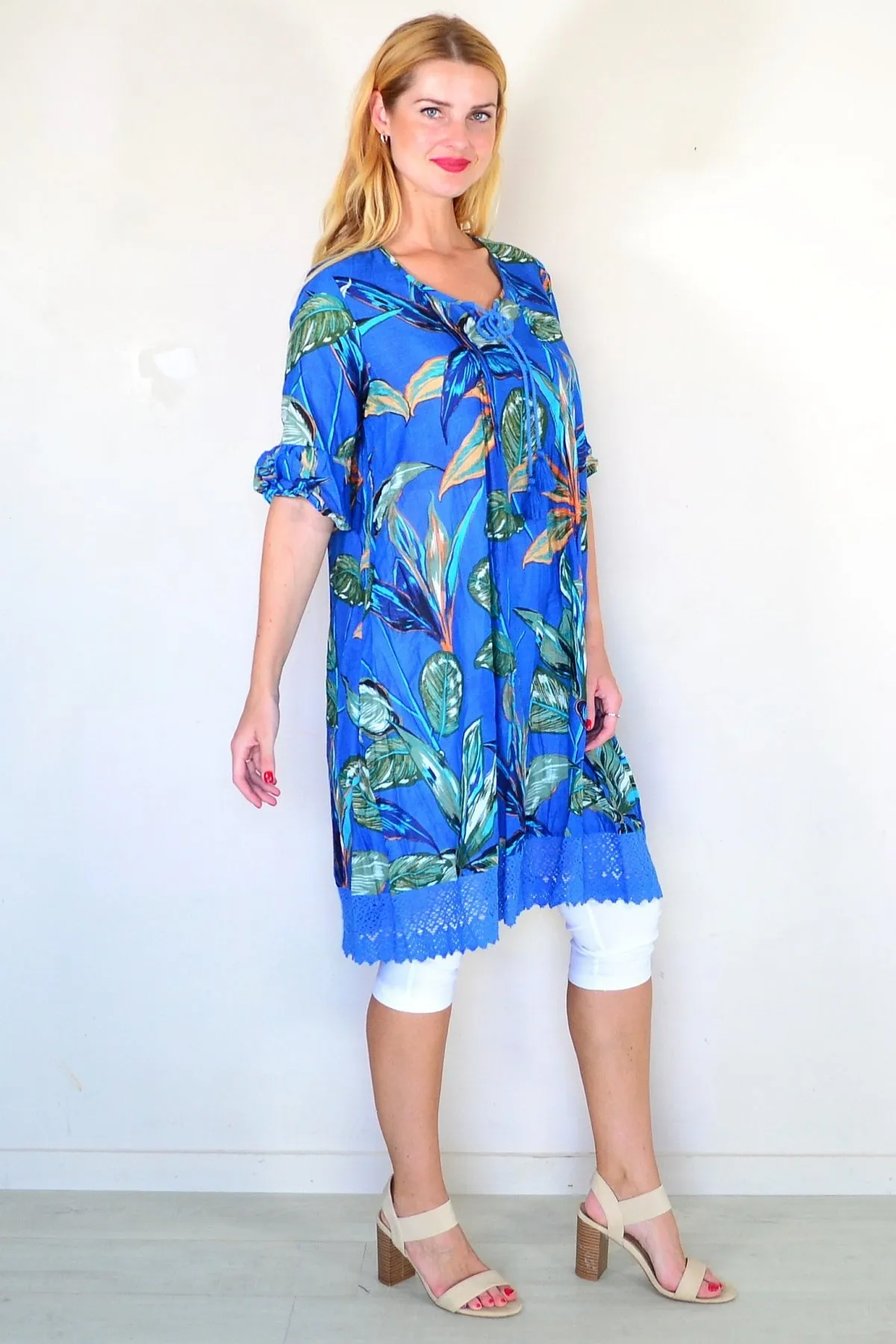 Hannah Boho Blue Tunic Dress