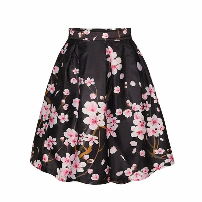 High Waist Women Skirt A-Line Floral Women Skirt