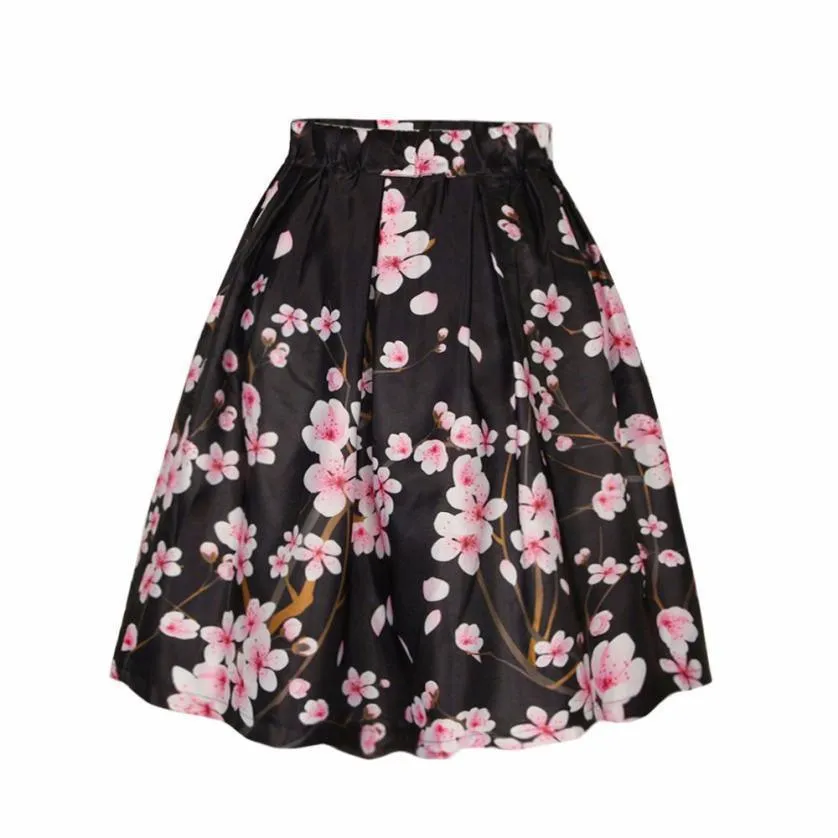 High Waist Women Skirt A-Line Floral Women Skirt