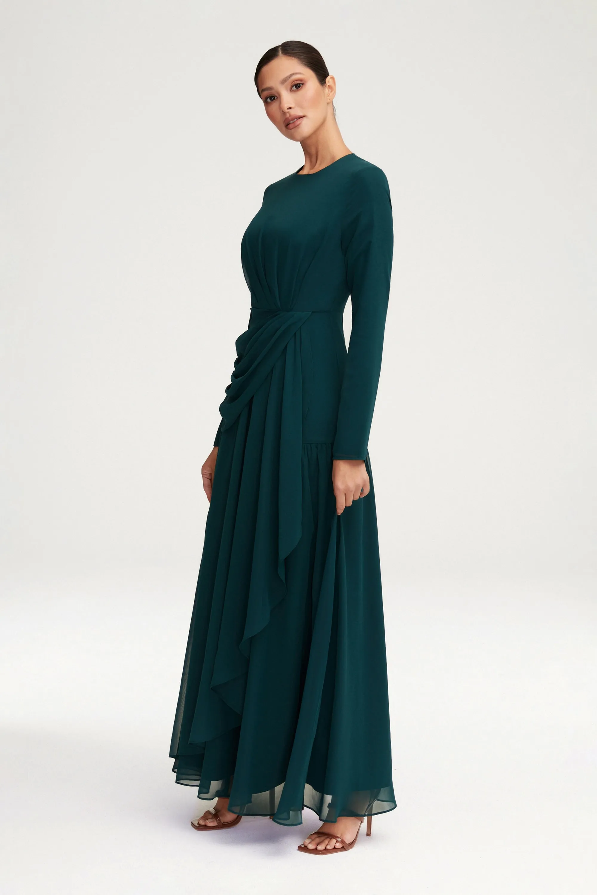 Huda Chiffon Maxi Dress - Teal