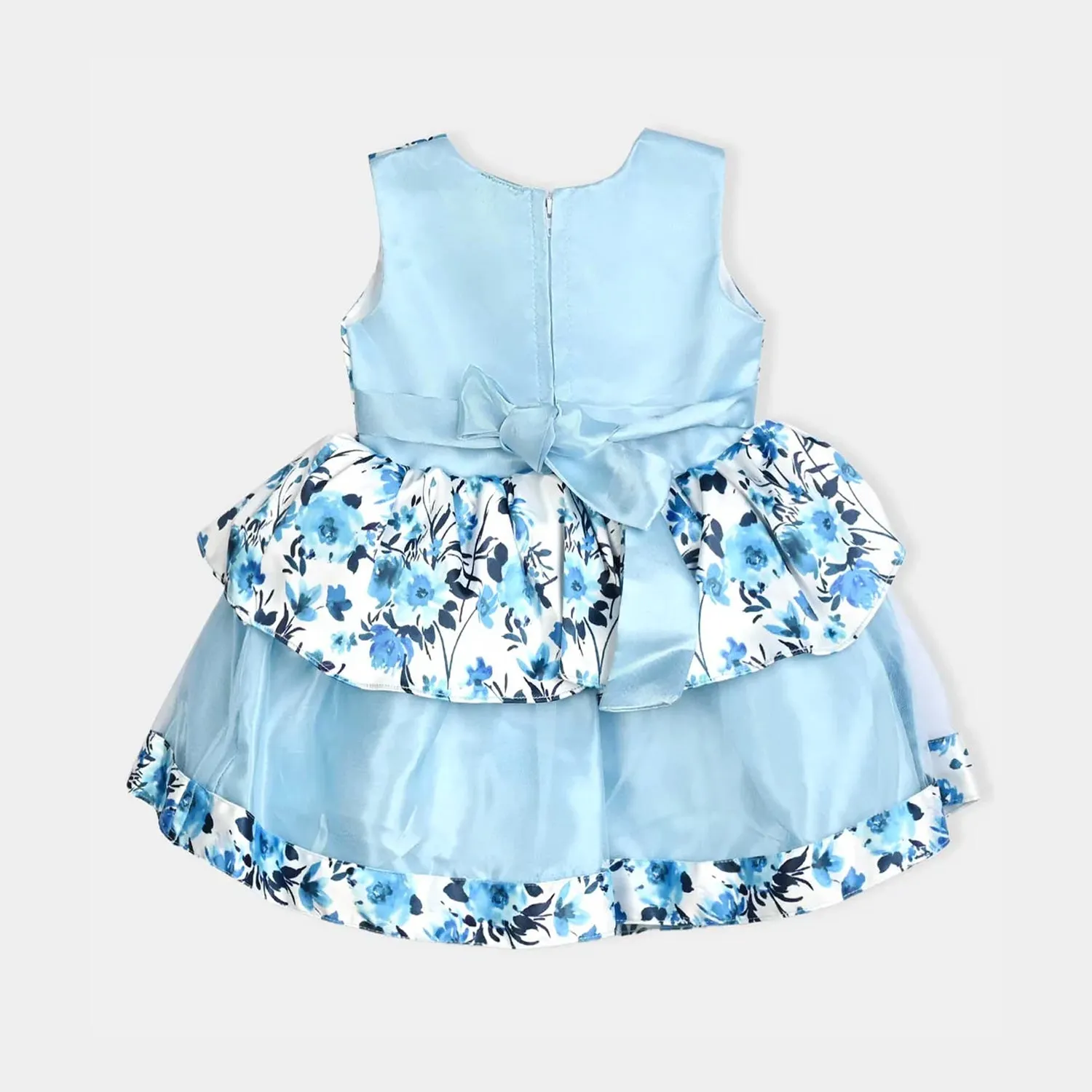 Infant Girl Poly Satin Fancy Frock Pretty Girl-Multi