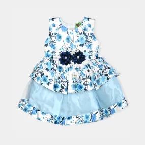 Infant Girl Poly Satin Fancy Frock Pretty Girl-Multi