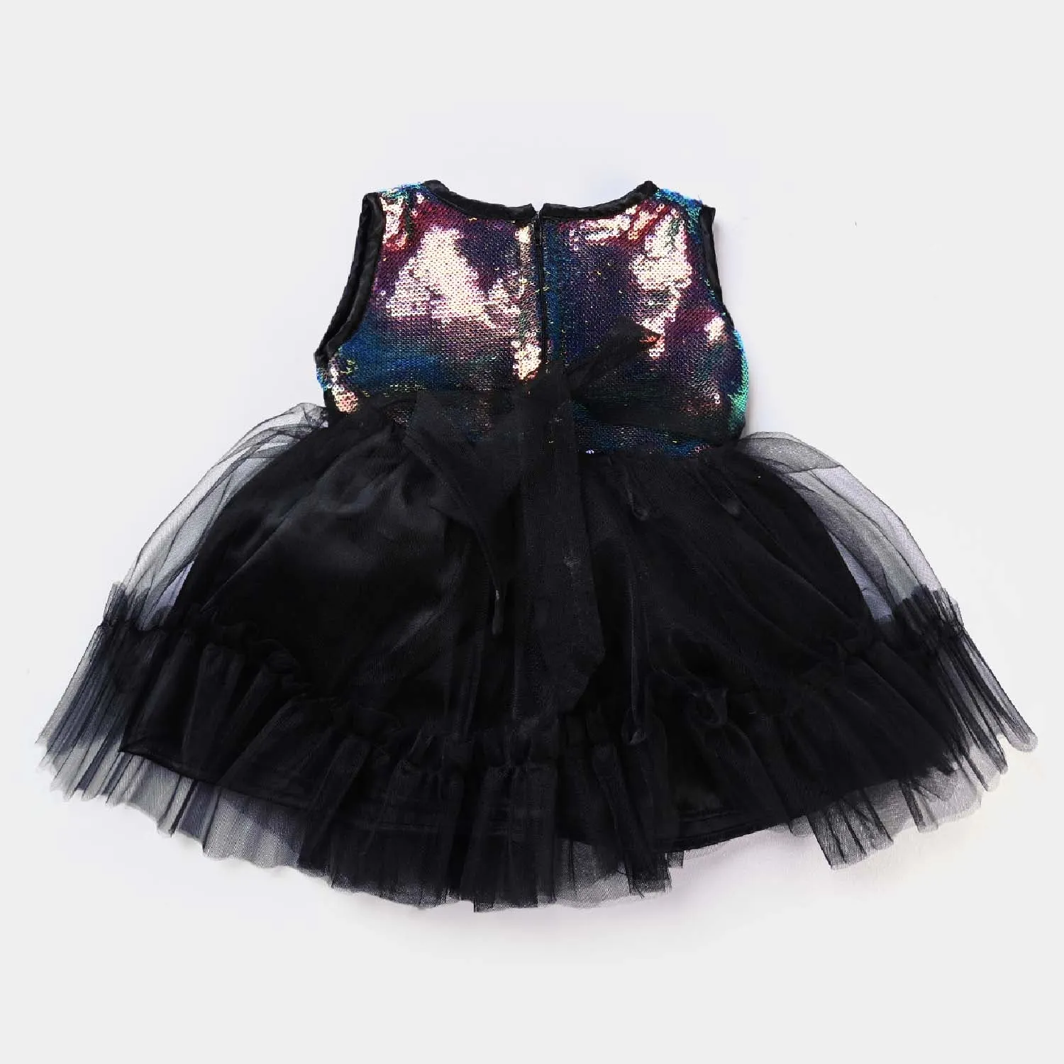 Infant Girls Fancy Frock Multi Black Sequins-BLACK