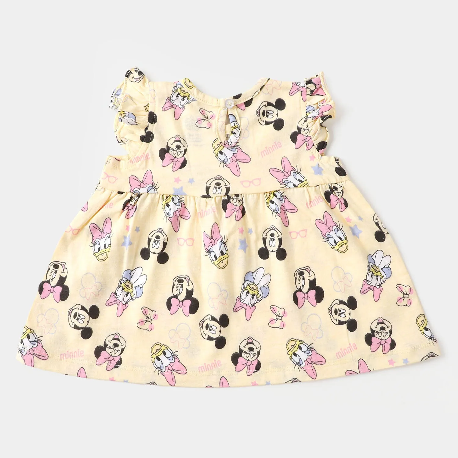 Infant Girls Knitted Frock Printed - Cream