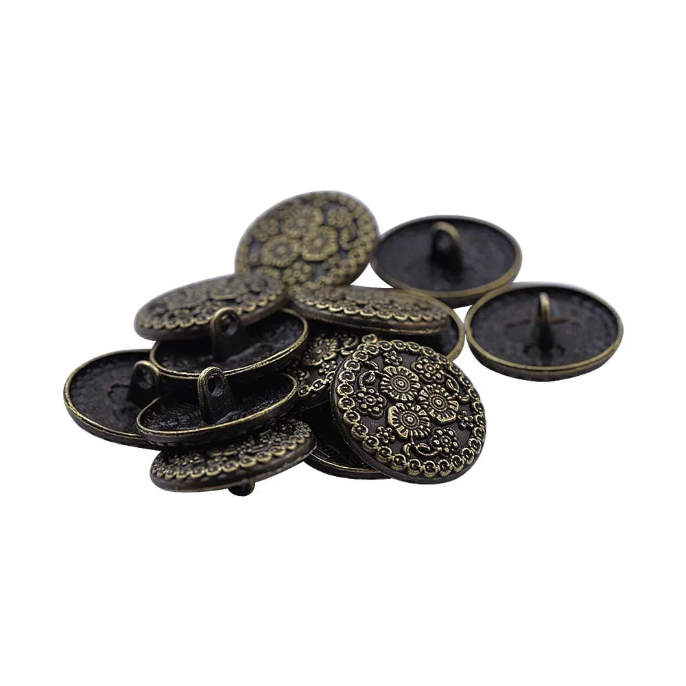 Intricate Flower Design Antique Finish Metal Buttons for Sherwani