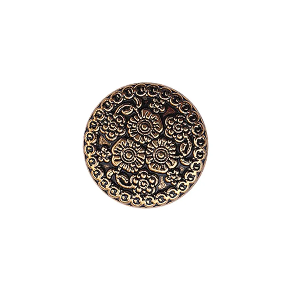 Intricate Flower Design Antique Finish Metal Buttons for Sherwani