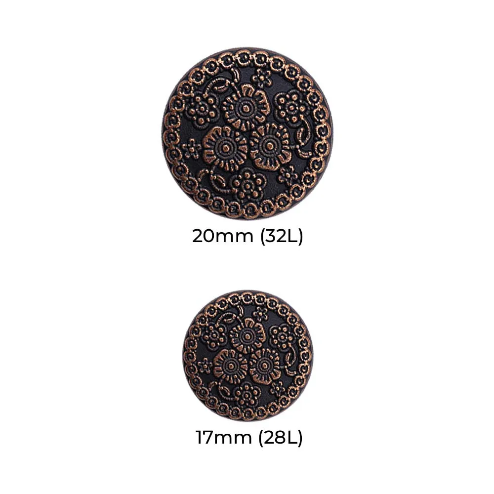 Intricate Flower Design Antique Finish Metal Buttons for Sherwani