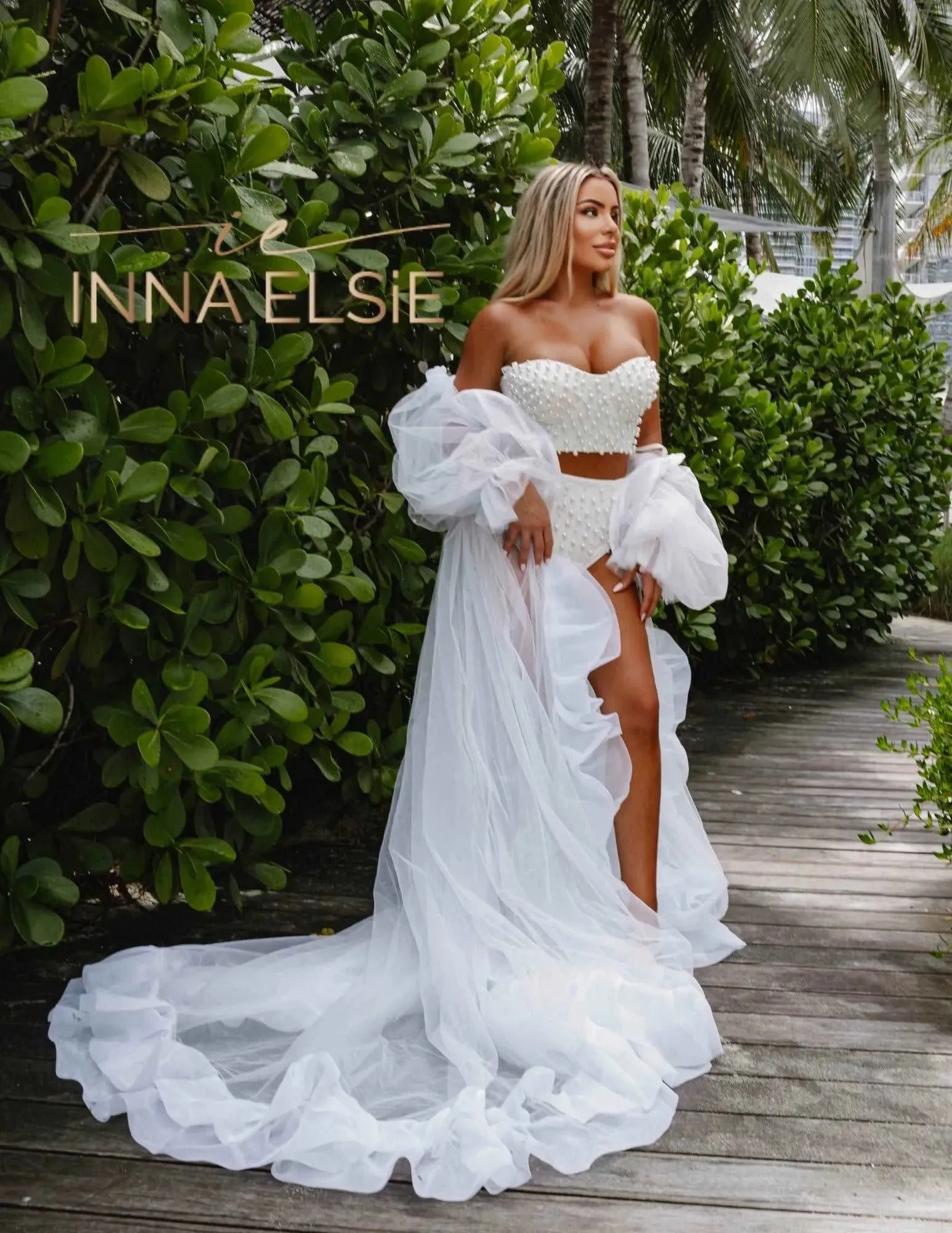 KAREN off shoulder organza bridal robe