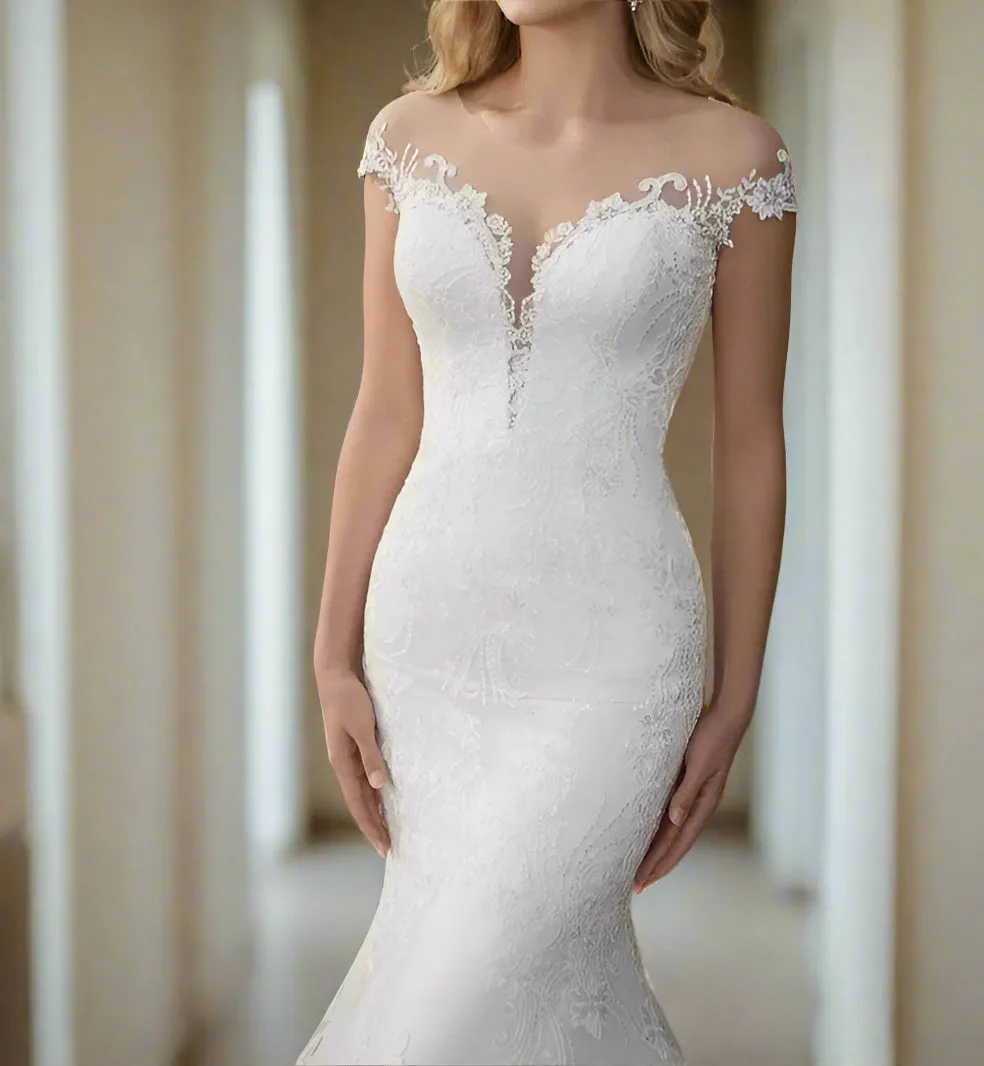 Lace Applique Trumpet Wedding Gown All Sizes/Colors