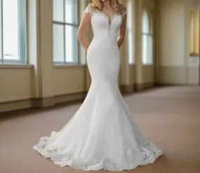 Lace Applique Trumpet Wedding Gown All Sizes/Colors