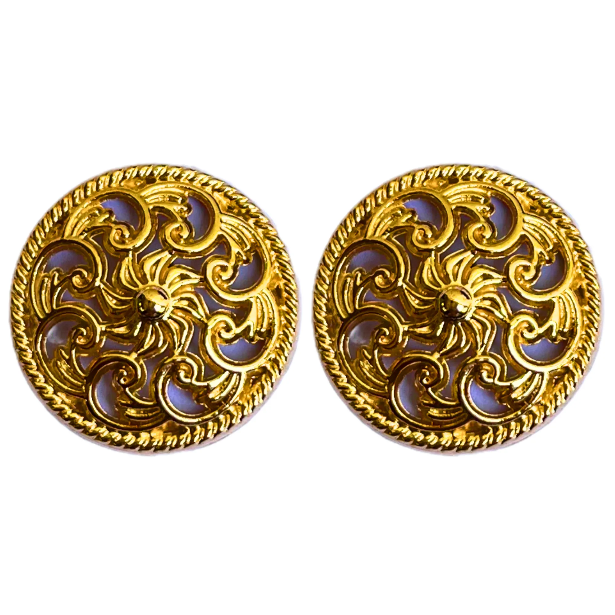 Levender & Yellow Color Elegant Traditional Designer Round 1 Hole Metal Buttons