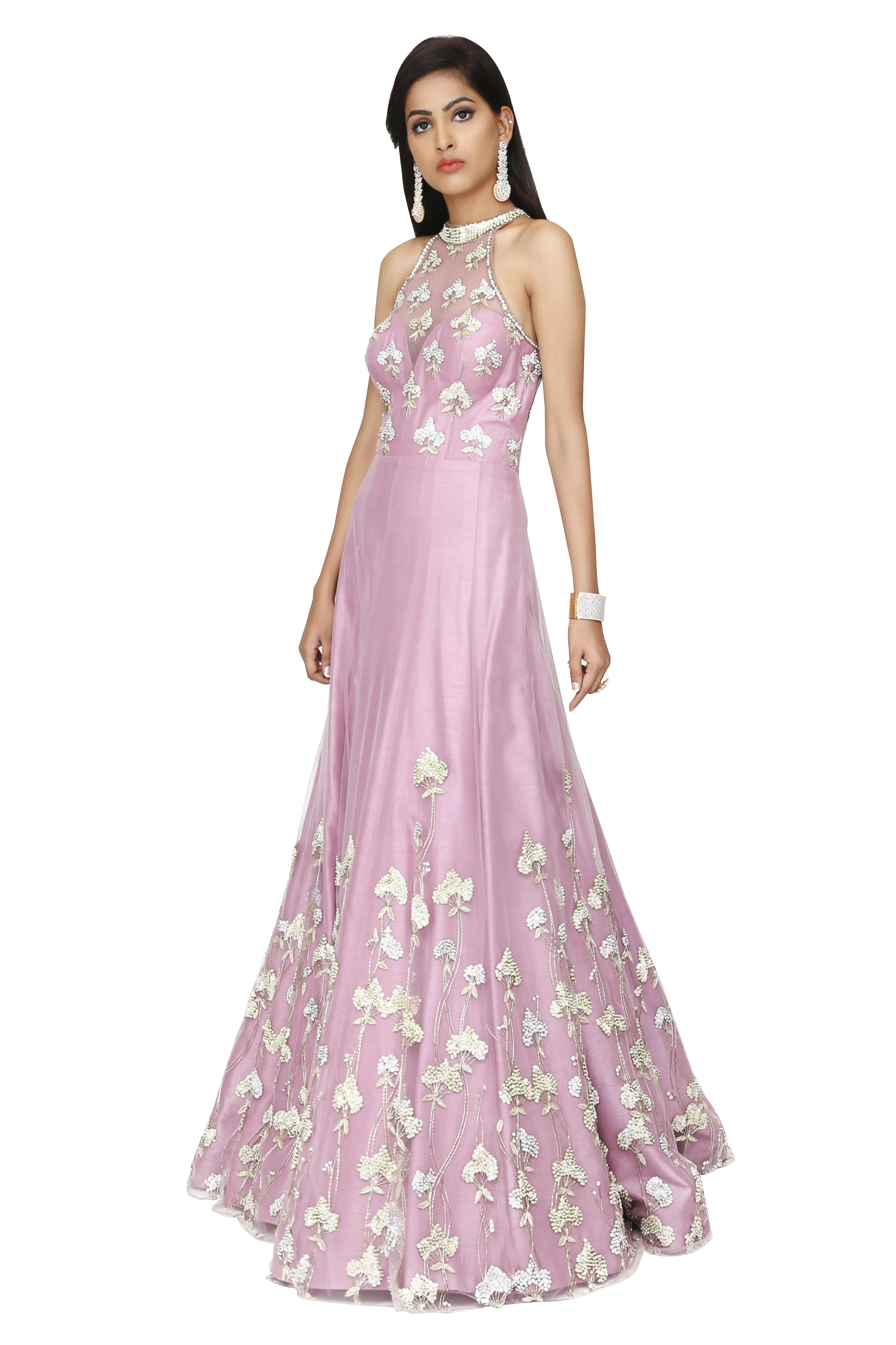 Lilac Halter-Neck Gown.