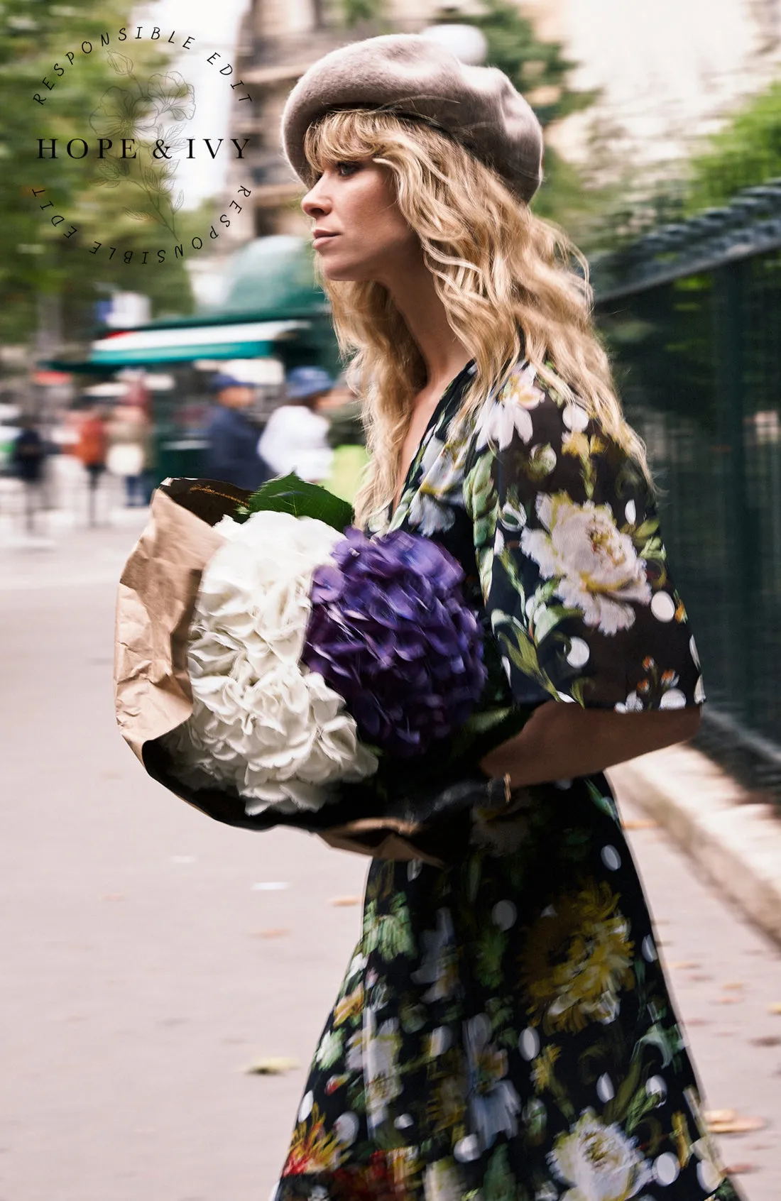 Lizette Dress in Black Floral Print by Hope & Ivy