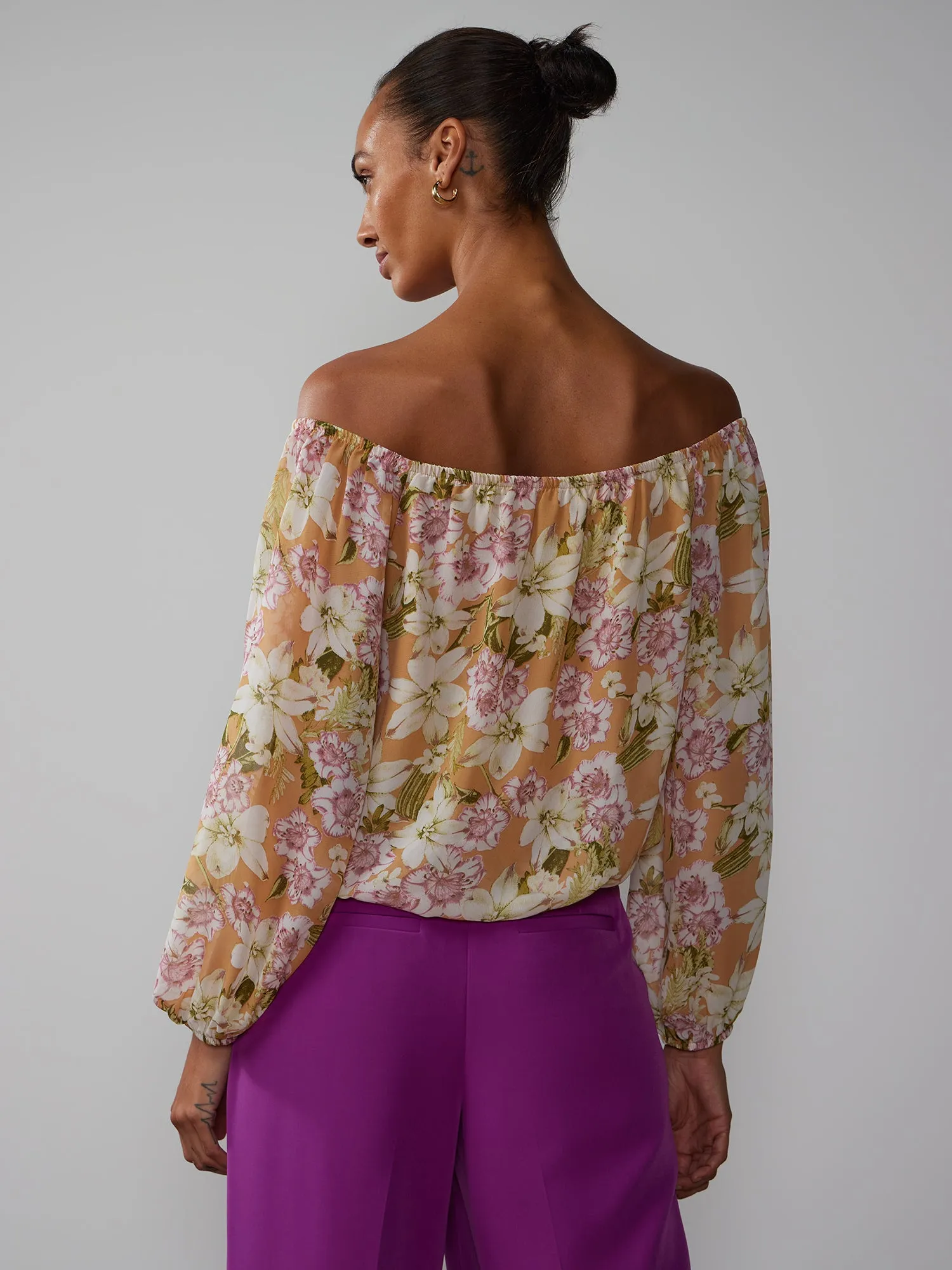 Long Sleeve Off The Shoulder Floral Top