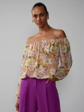 Long Sleeve Off The Shoulder Floral Top