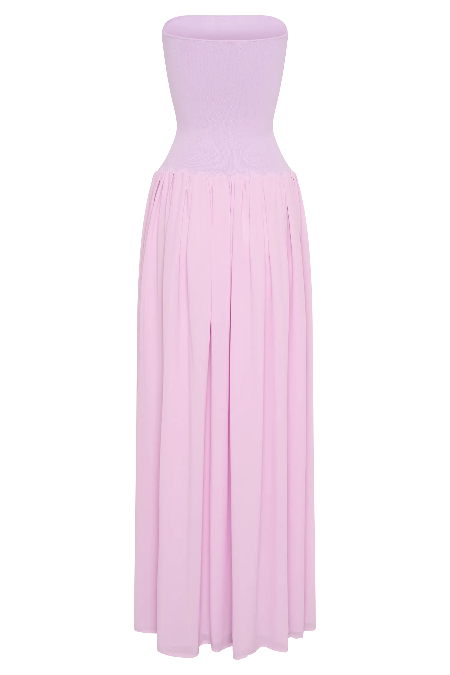 Lyanna Knit And Chiffon Strapless Maxi Dress - Lilac