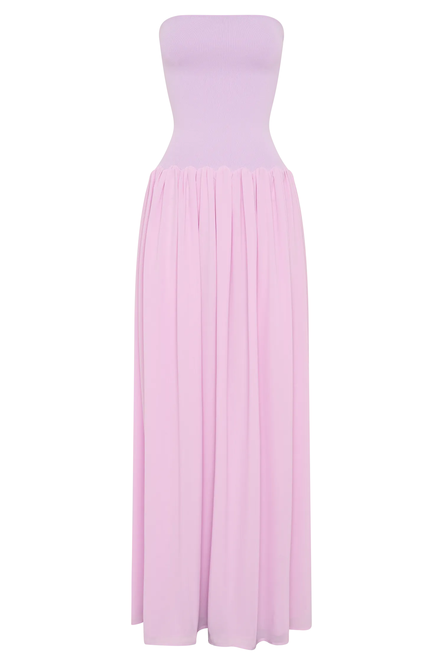 Lyanna Knit And Chiffon Strapless Maxi Dress - Lilac