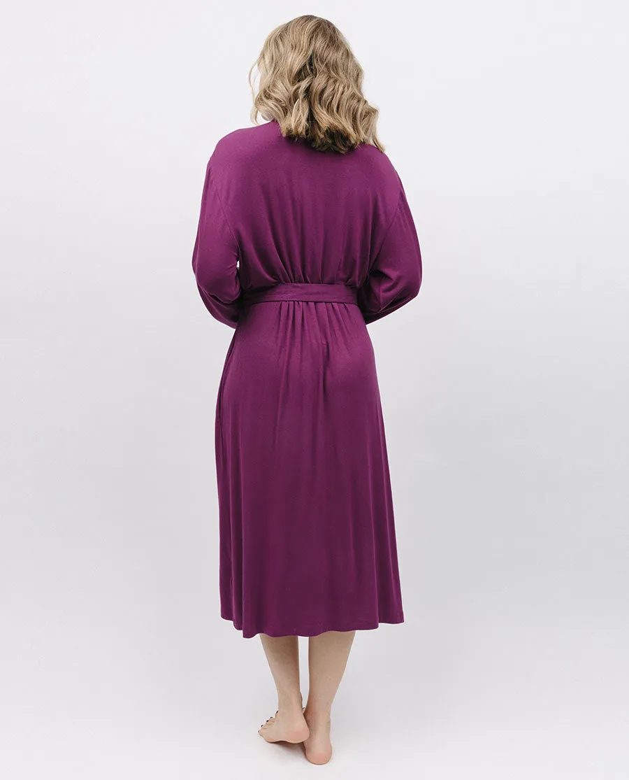 Magenta Jersey Long Dressing Gown