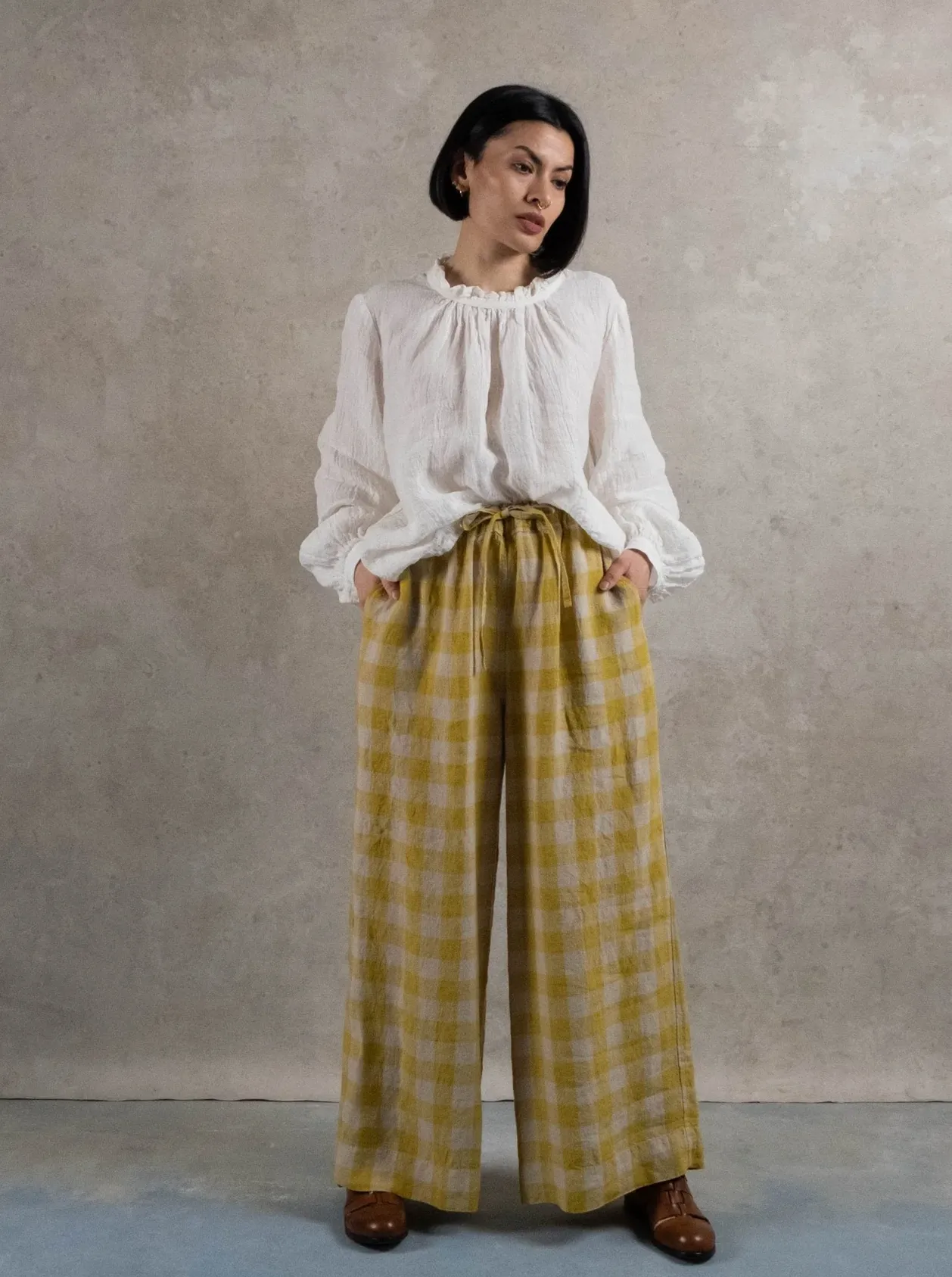 Manteau Noir - Grace Check Linen Pants