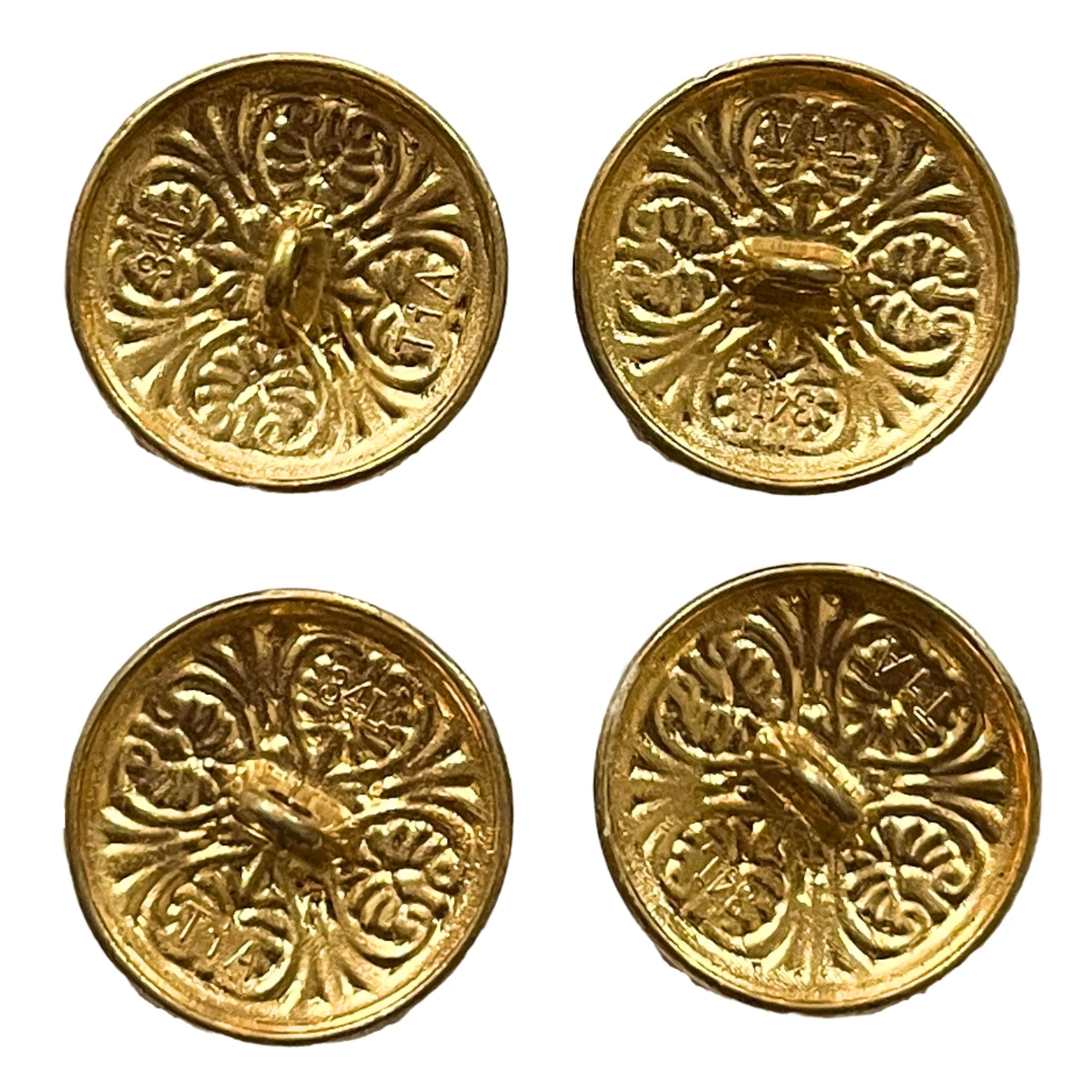 Matte Gold & Red Color Engraved Designer 1 Hole Metal Buttons