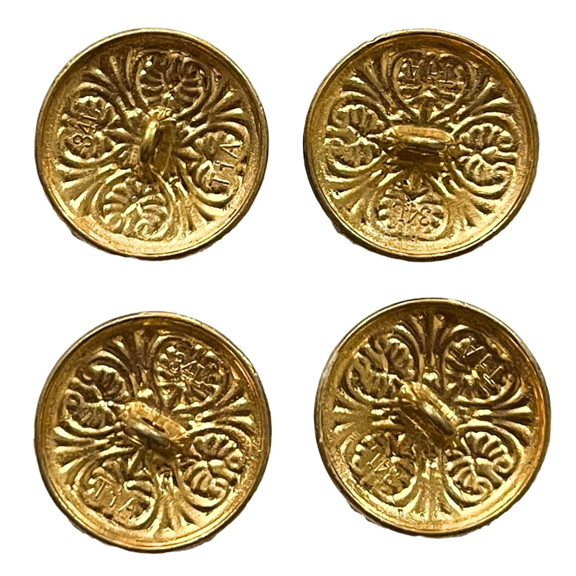 Matte Gold Color Engraved Designer 1 Hole Metal Buttons