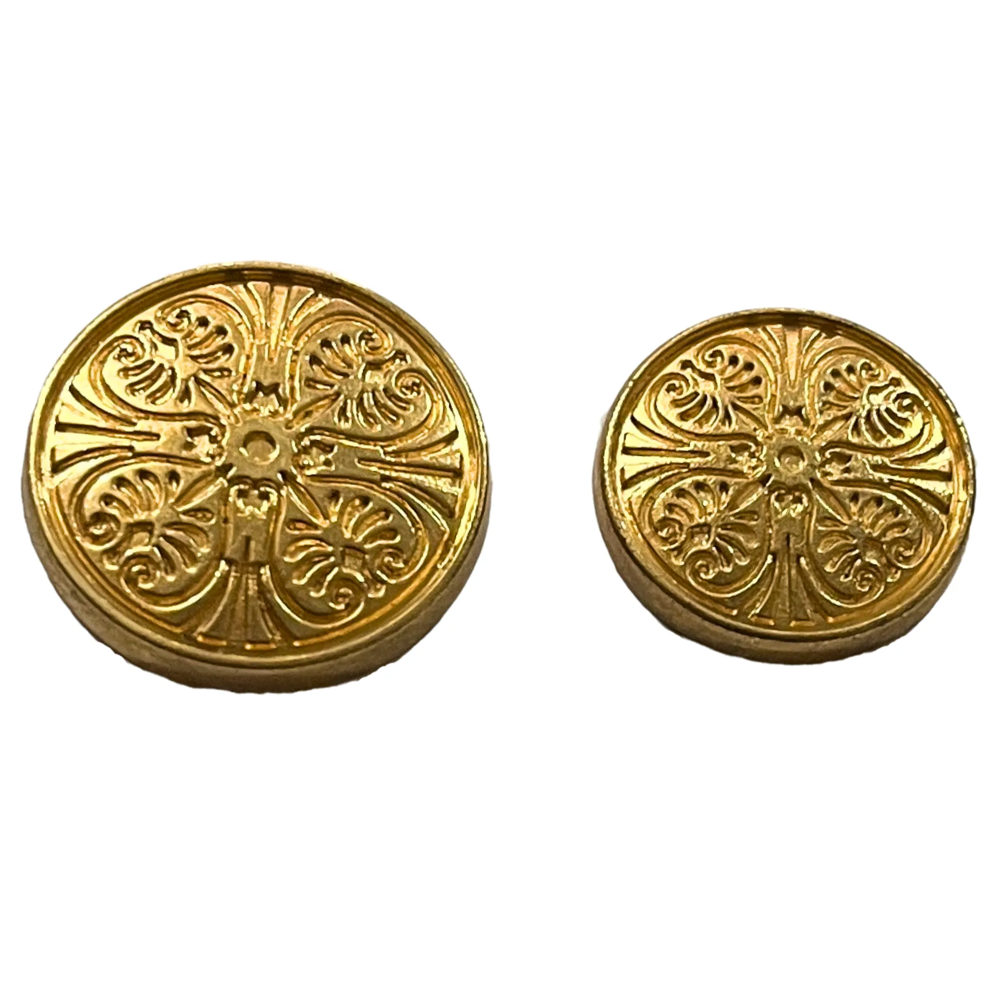 Matte Gold Color Engraved Designer 1 Hole Metal Buttons