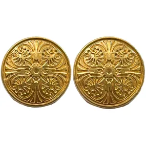 Matte Gold Color Engraved Designer 1 Hole Metal Buttons