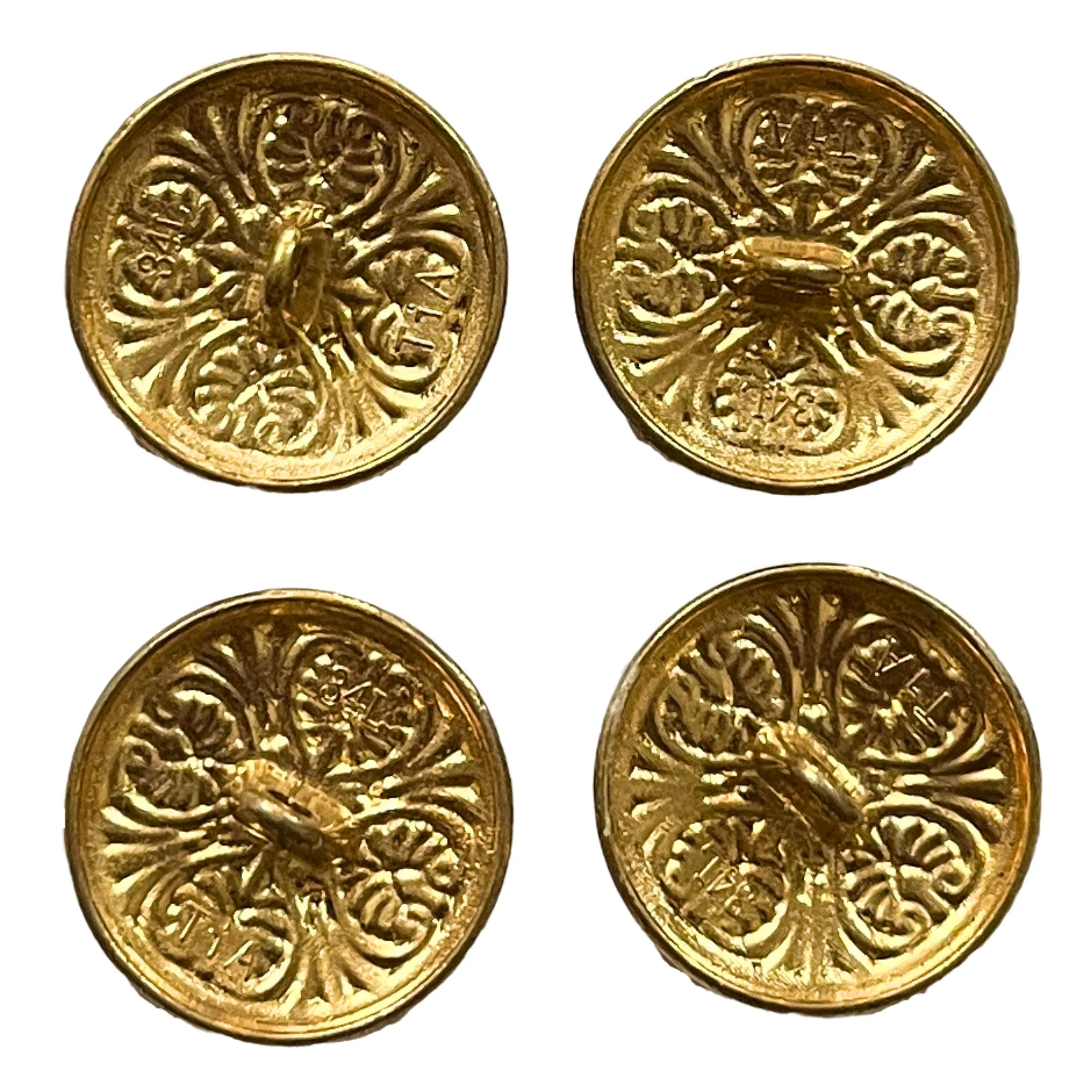 Matte Golden & Blue Color Engraved Designer 1 Hole Metal Buttons