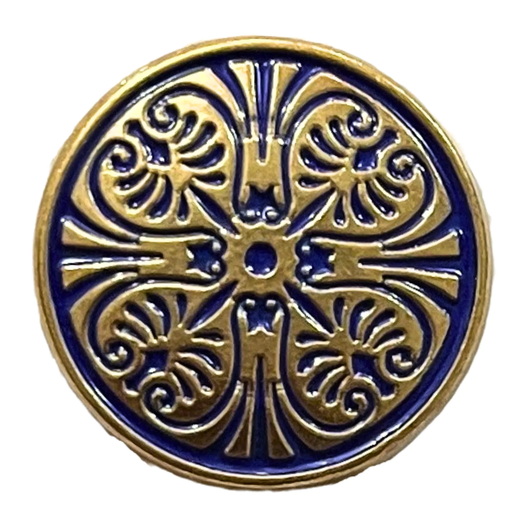 Matte Golden & Blue Color Engraved Designer 1 Hole Metal Buttons