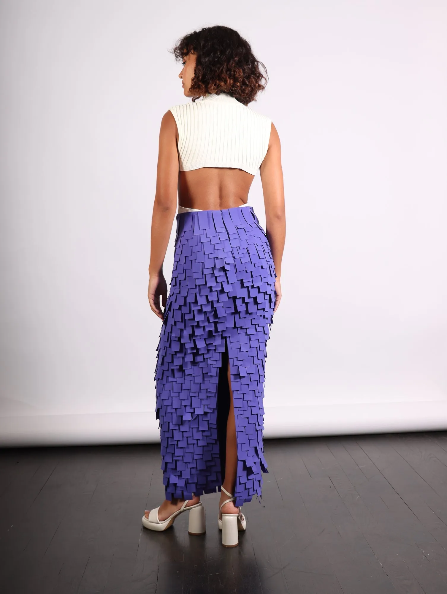 Multi Rectangle Skirt in Purple by A.W.A.K.E. Mode