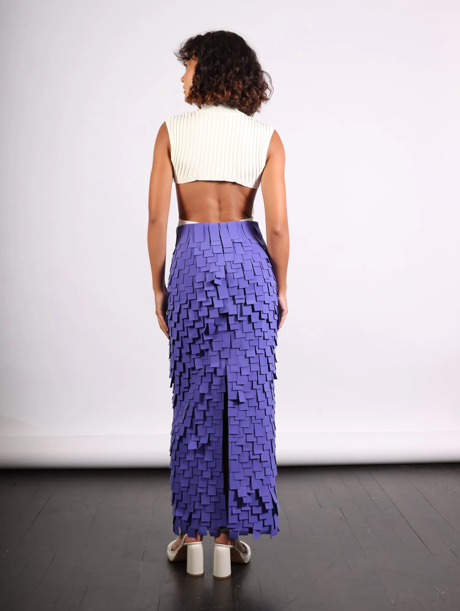 Multi Rectangle Skirt in Purple by A.W.A.K.E. Mode