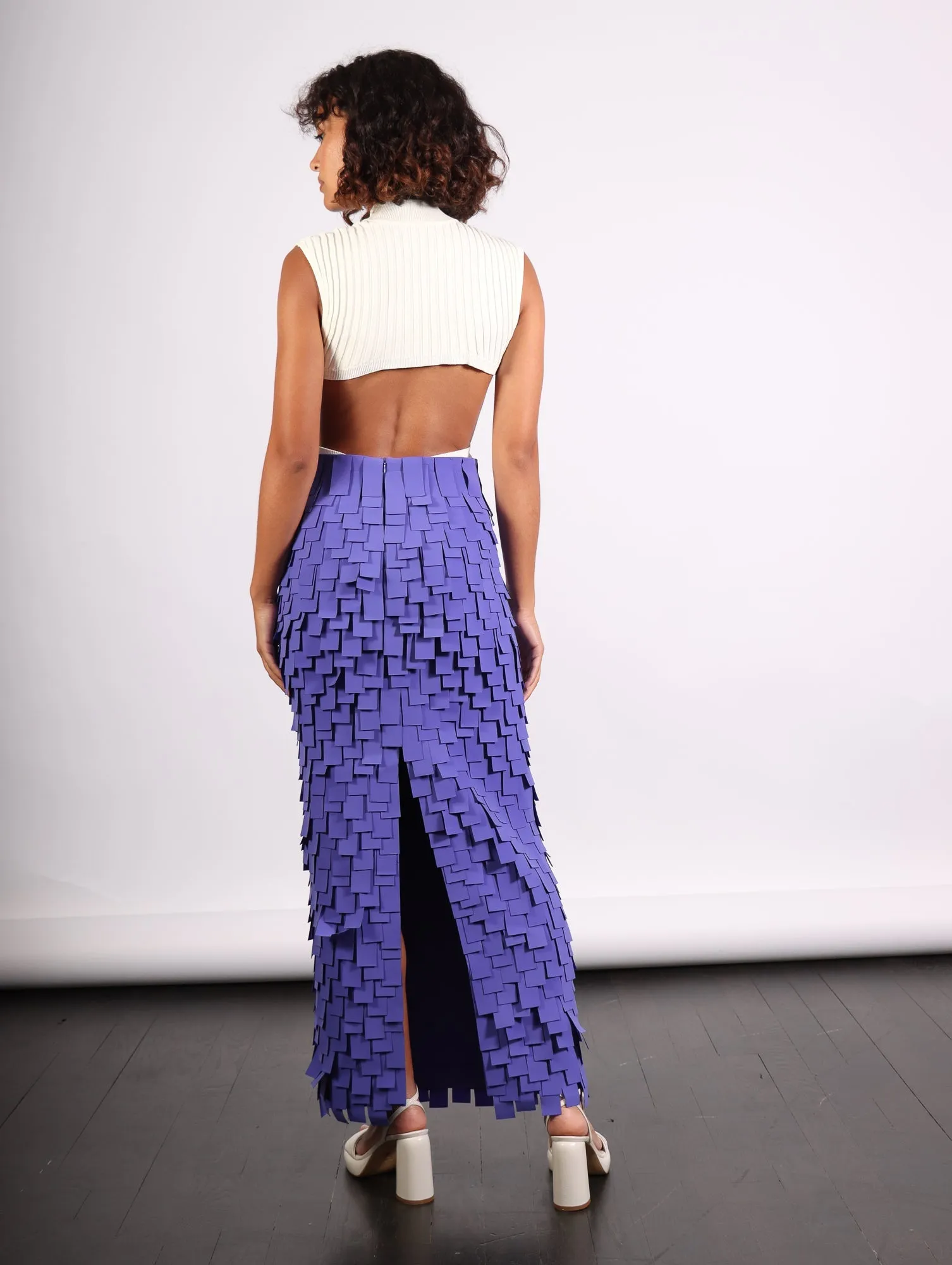 Multi Rectangle Skirt in Purple by A.W.A.K.E. Mode