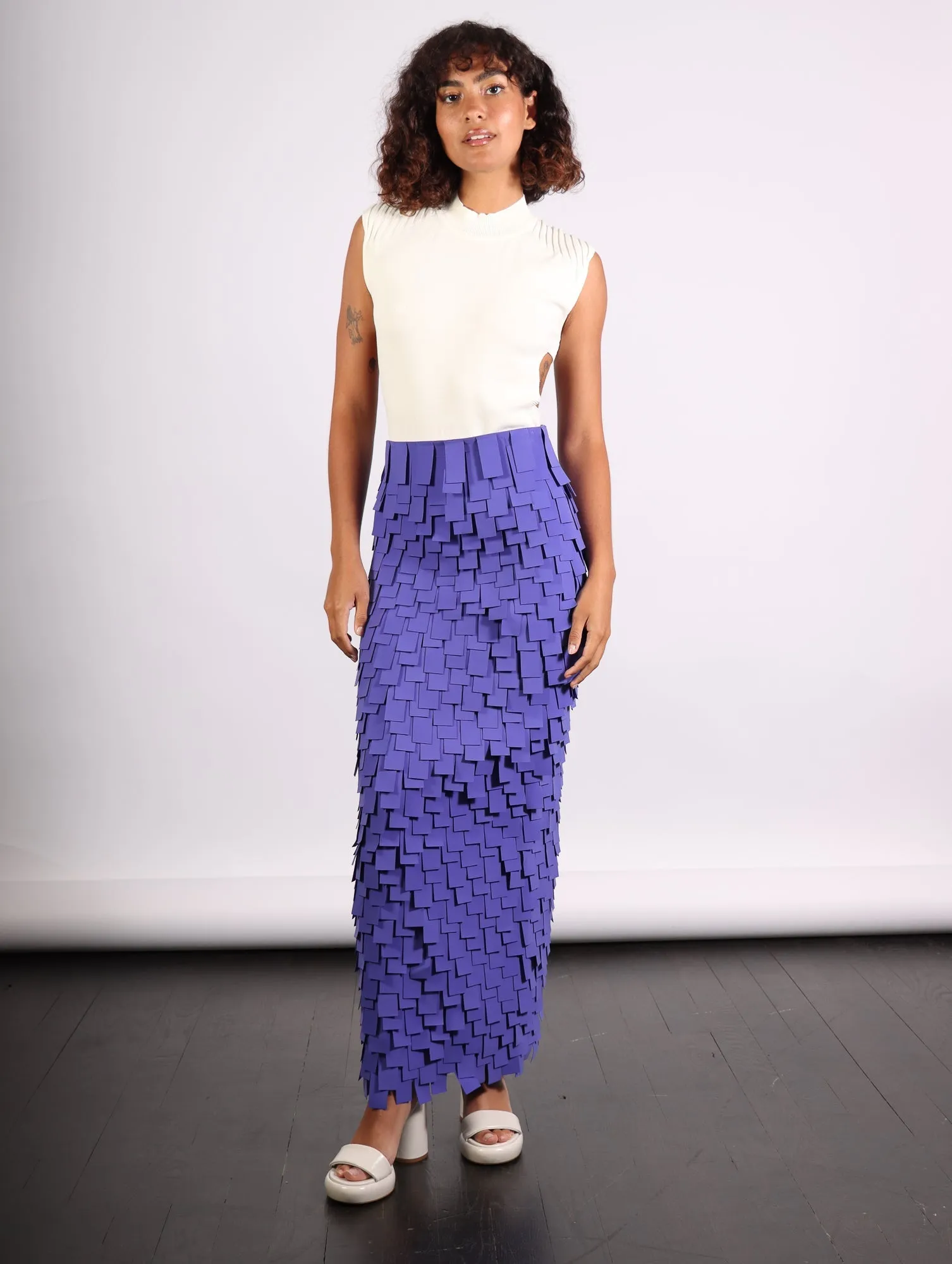 Multi Rectangle Skirt in Purple by A.W.A.K.E. Mode