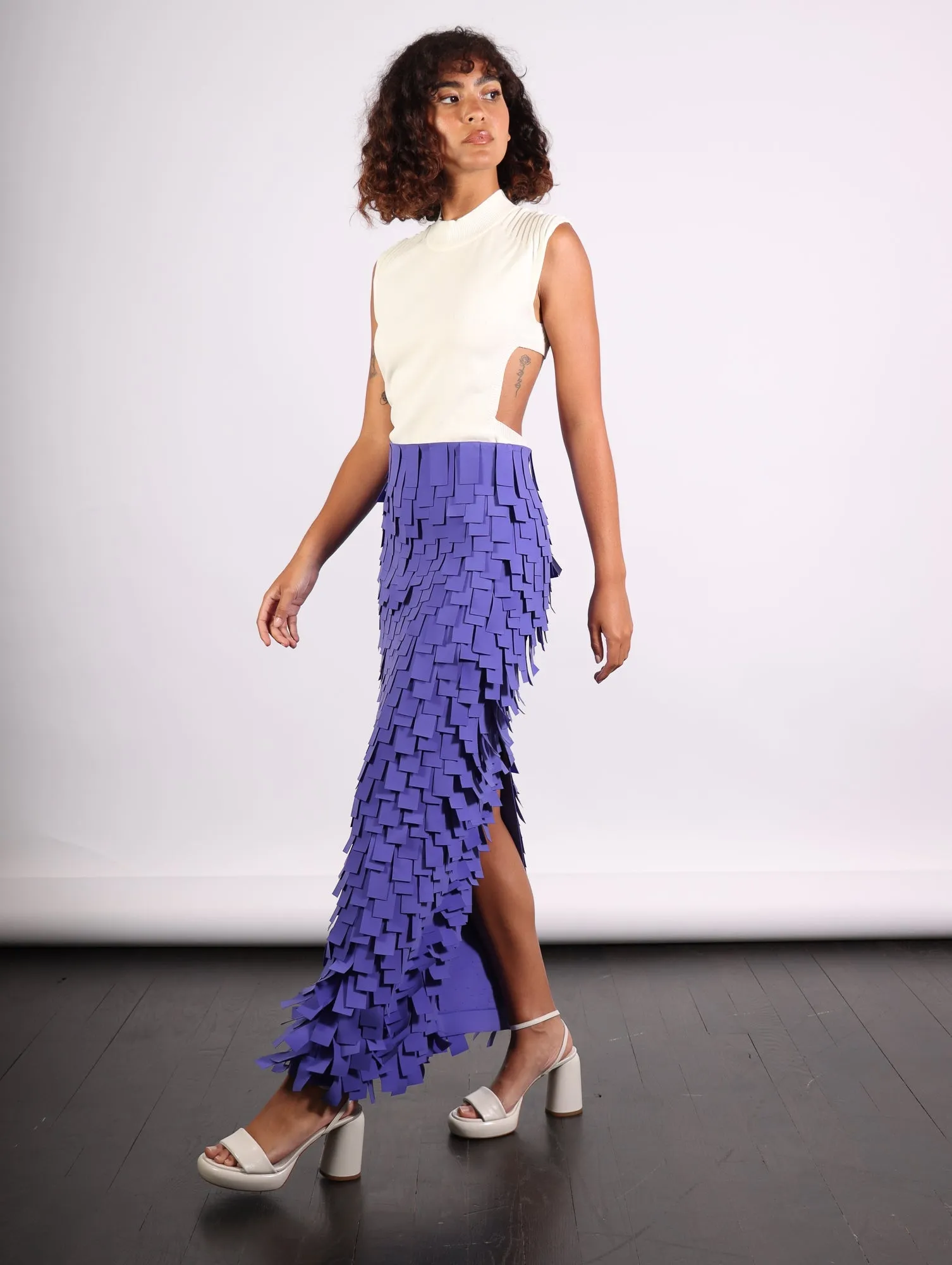 Multi Rectangle Skirt in Purple by A.W.A.K.E. Mode