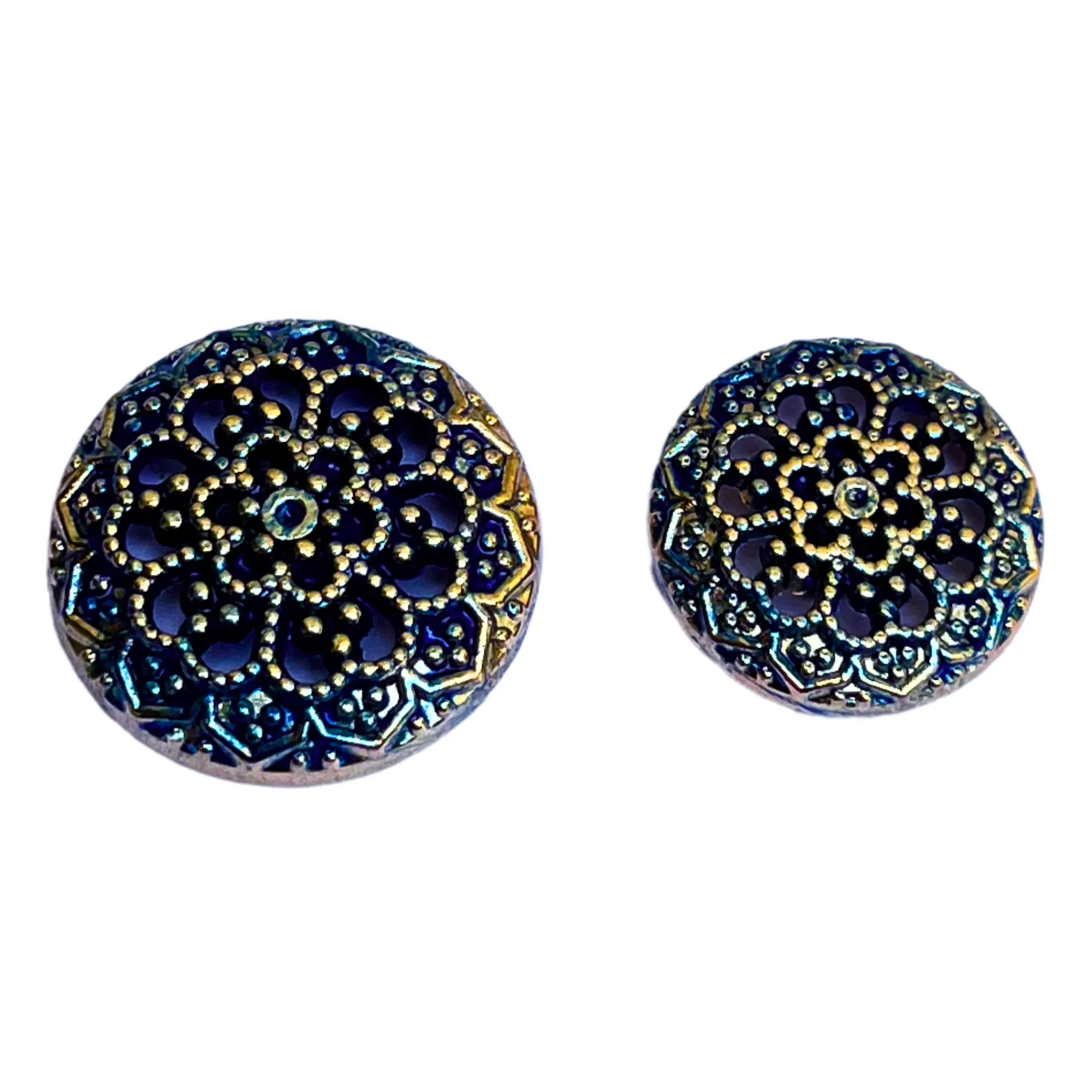 Navy Blue Color Flower Designer 1 Hole Metal Buttons