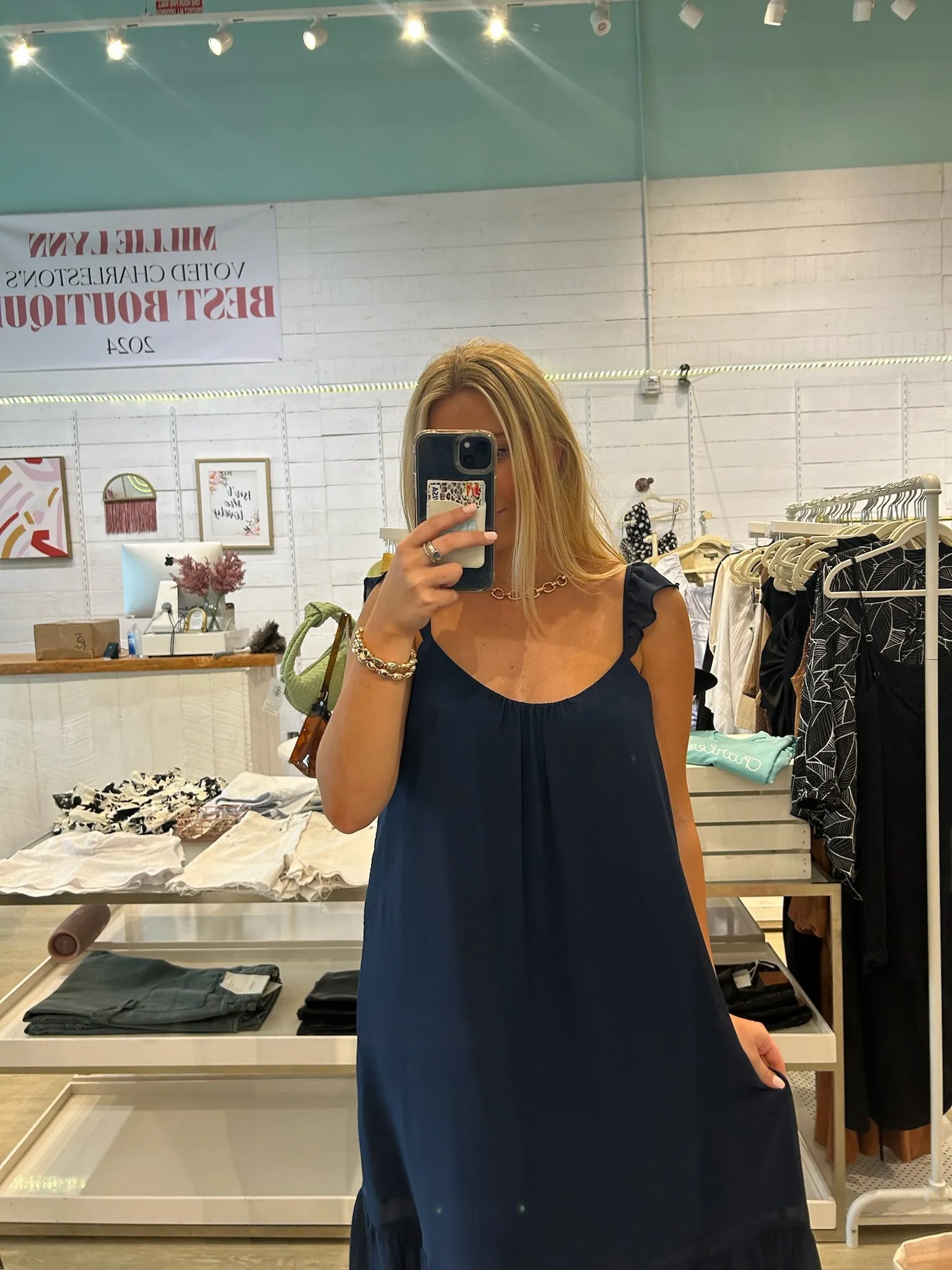 Navy Chiffon Dress