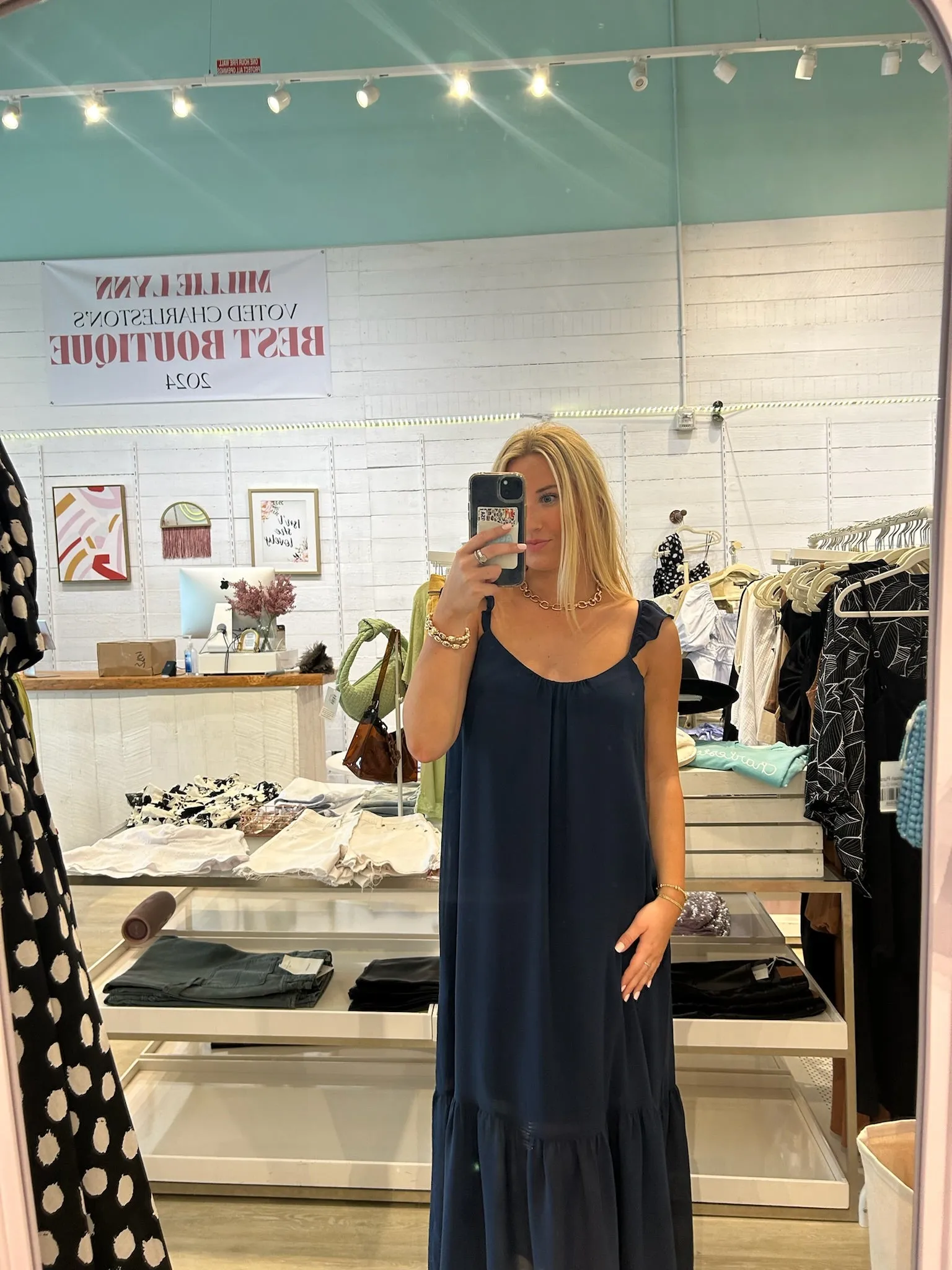 Navy Chiffon Dress