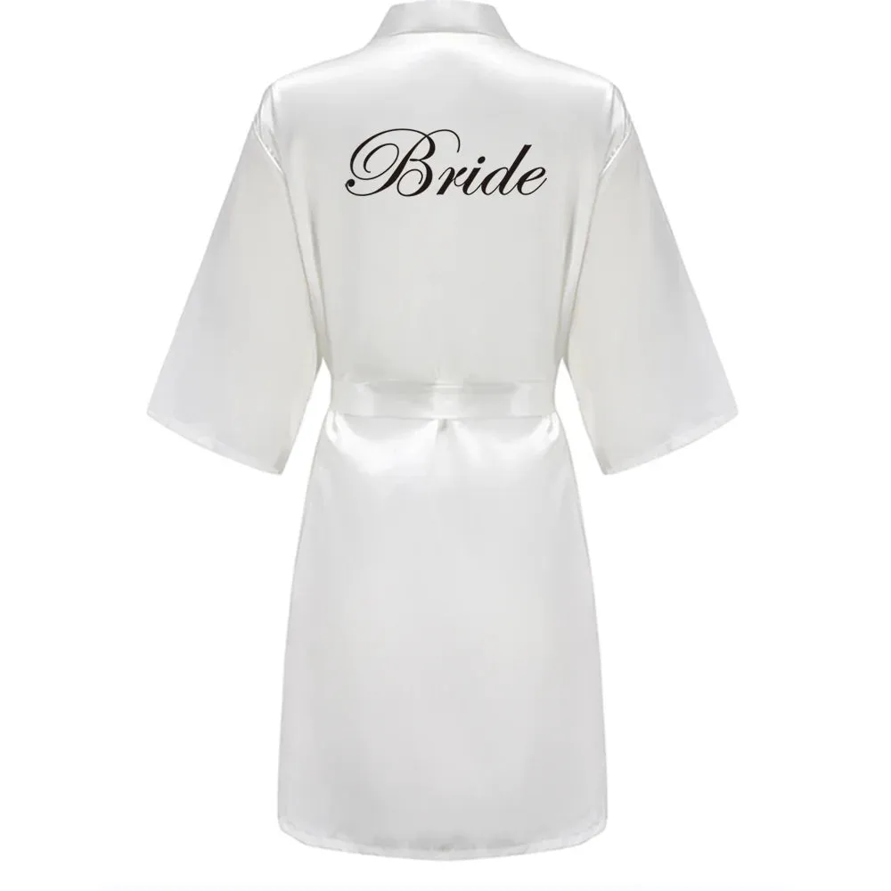 New Bridal Party Bridesmaid Sister Mother Shower Gift Wedding Short Team Bride Robes With White Text Women Bathrobe