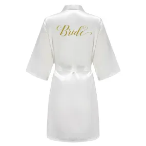 New Bridal Party Bridesmaid Sister Mother Shower Gift Wedding Short Team Bride Robes With White Text Women Bathrobe